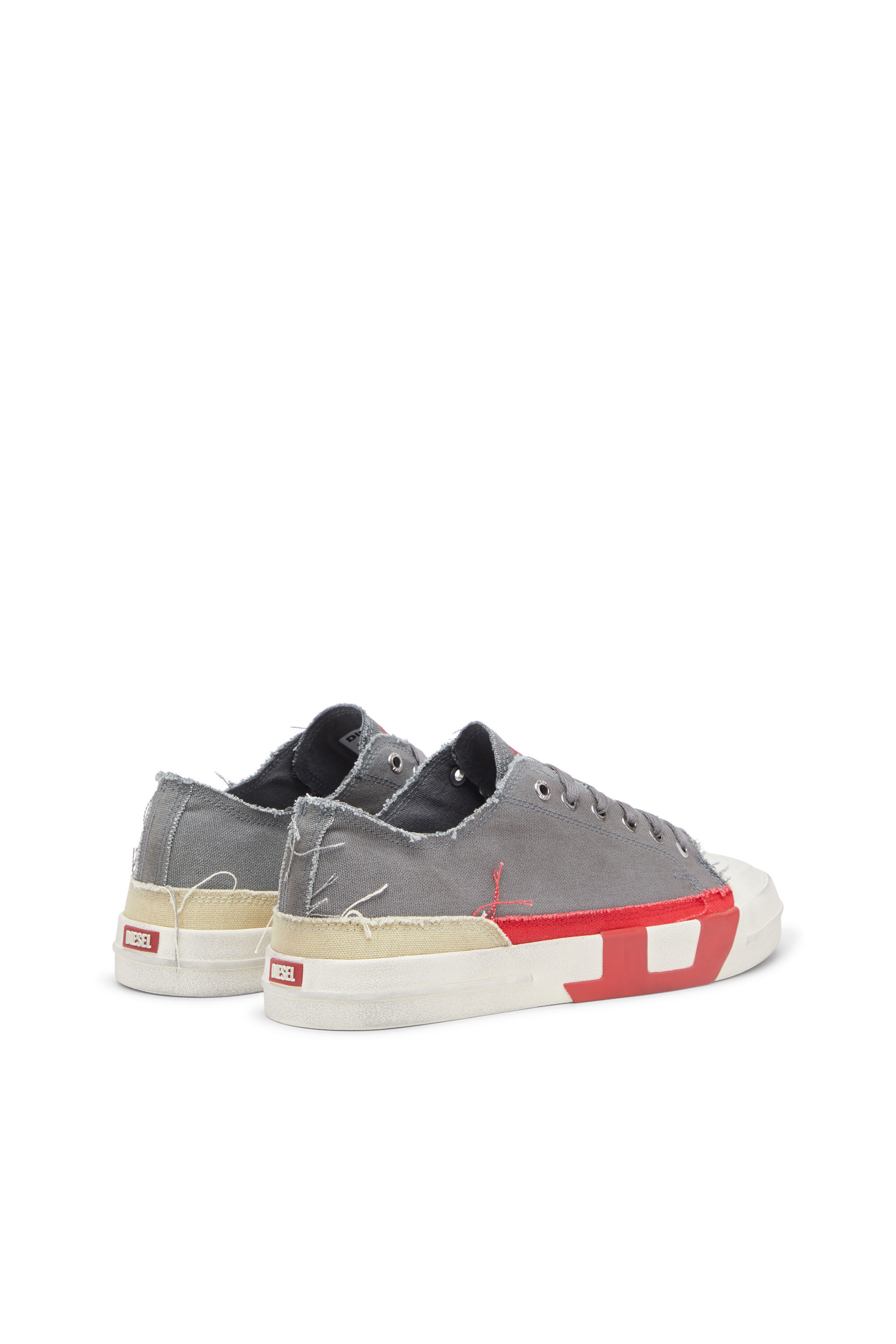 Diesel - S-D-VERSE LOW, Male's S-D-Verse-Dirty-effect canvas sneakers in グレー - 4