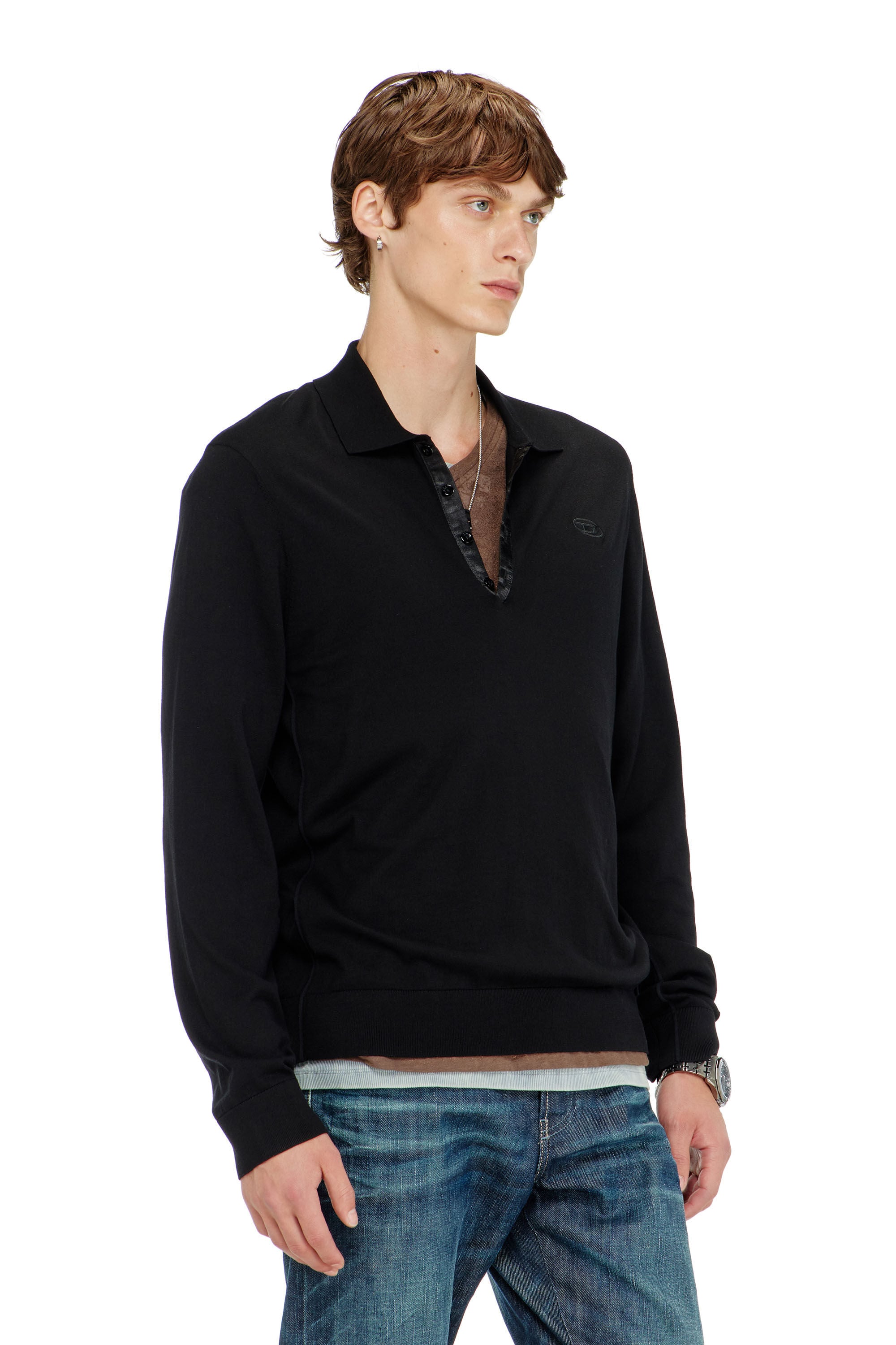 Diesel - K-VILNIUS-LS, Male's ポロニット in ブラック - 3