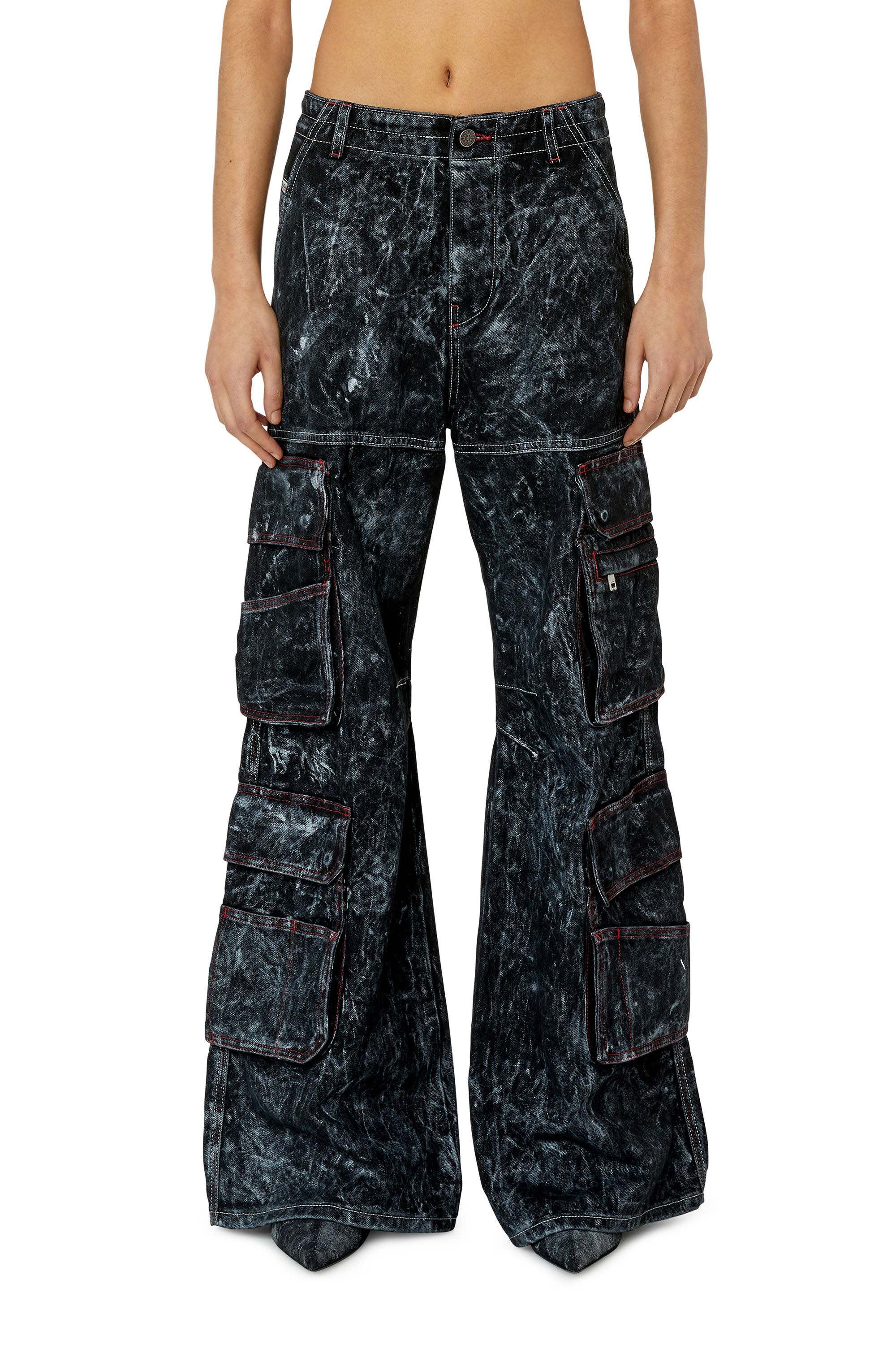 Diesel - Straight Jeans 1996 D-Sire 0EMAC, Female's SS23  デニム カーゴパンツ ルーズ in ブラック/ダークグレー - 3