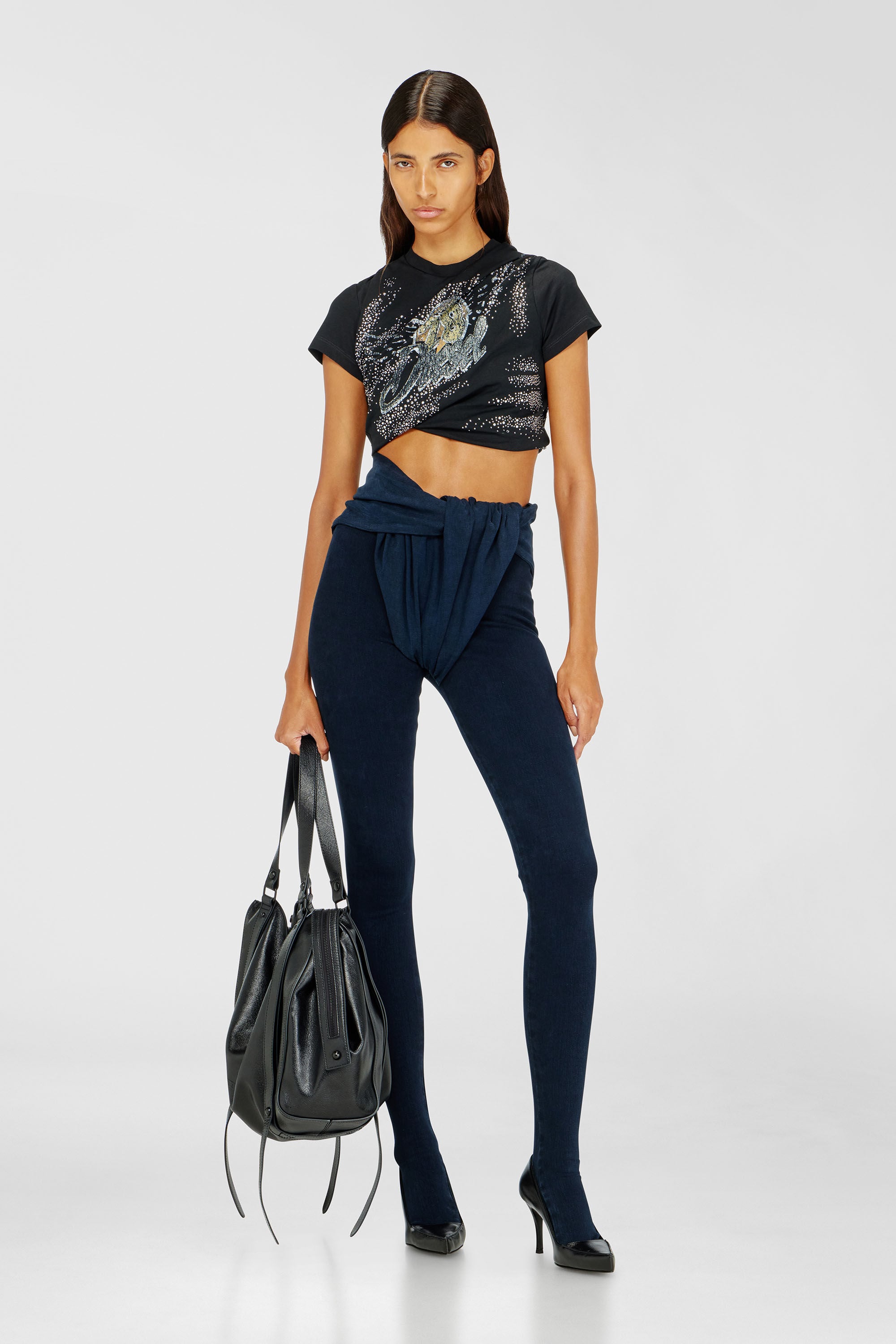 Diesel - T-WINCY, Female's Rucked-up T-shirt in double-layer jersey in null - 1