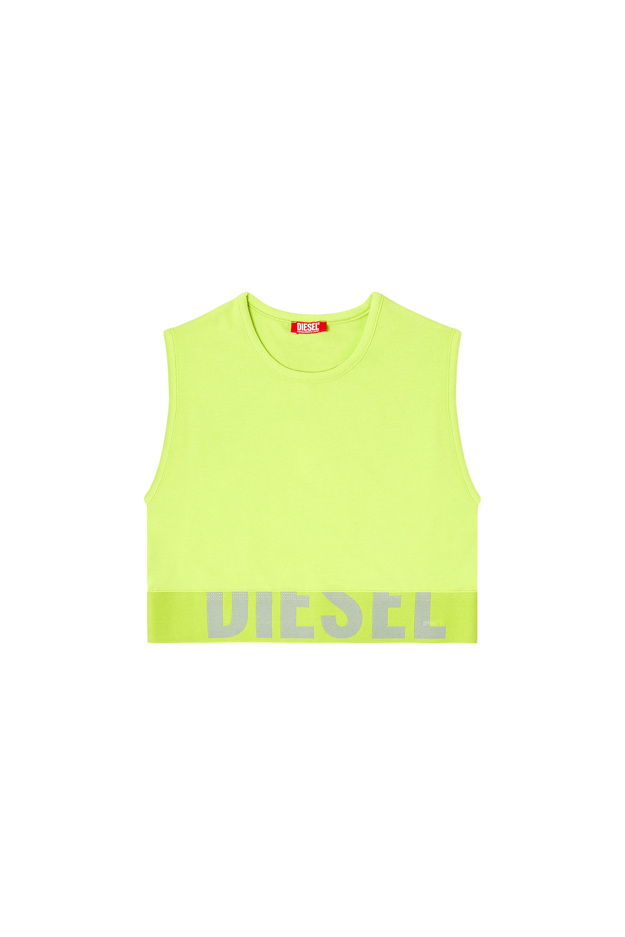 Diesel - ADA-D-POP, Female's Cropped tank top with cut-off logo in 蛍光グリーン - 2