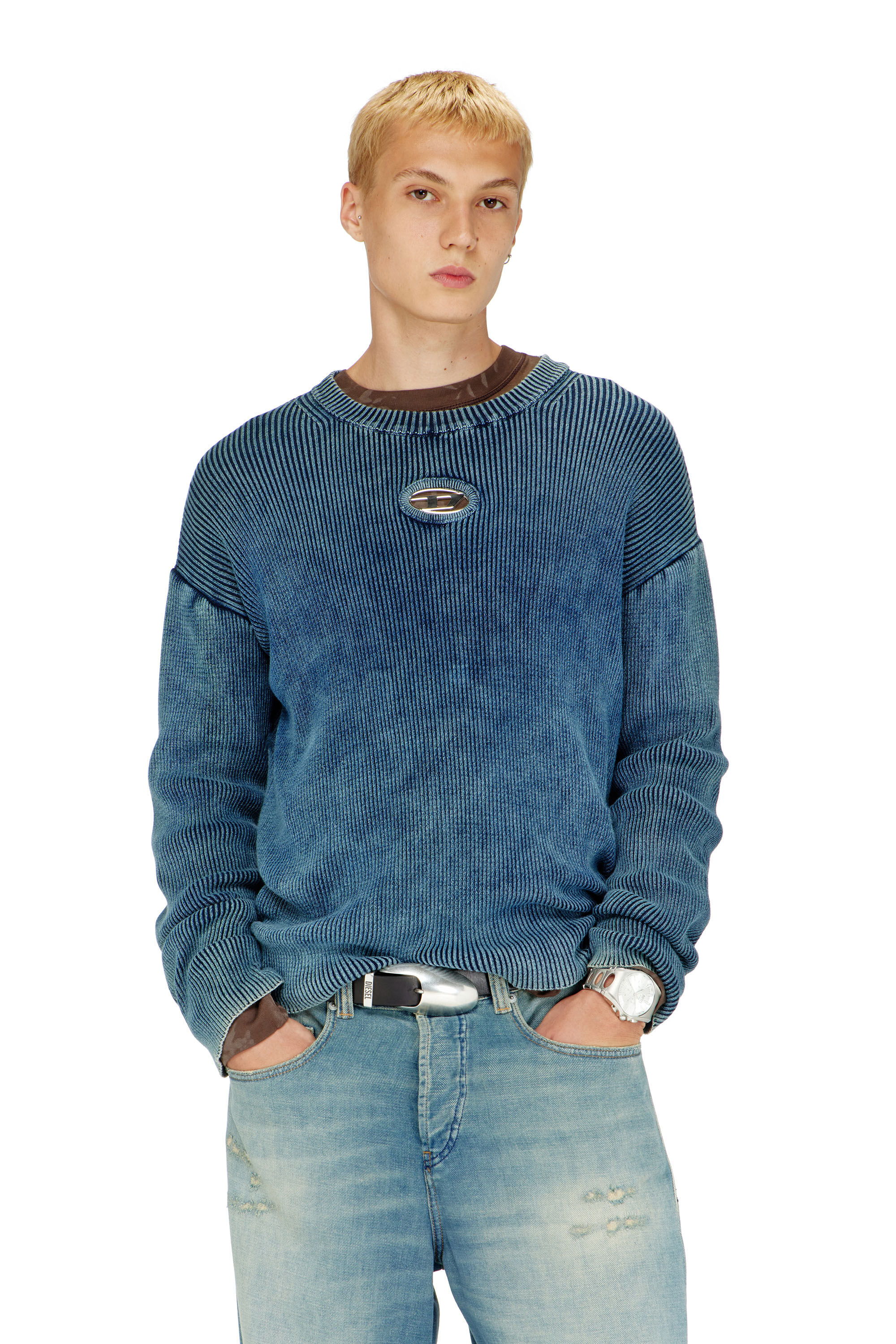 Diesel - K-DARREN-D, Male's プルオーバーニット in ブルー - 3