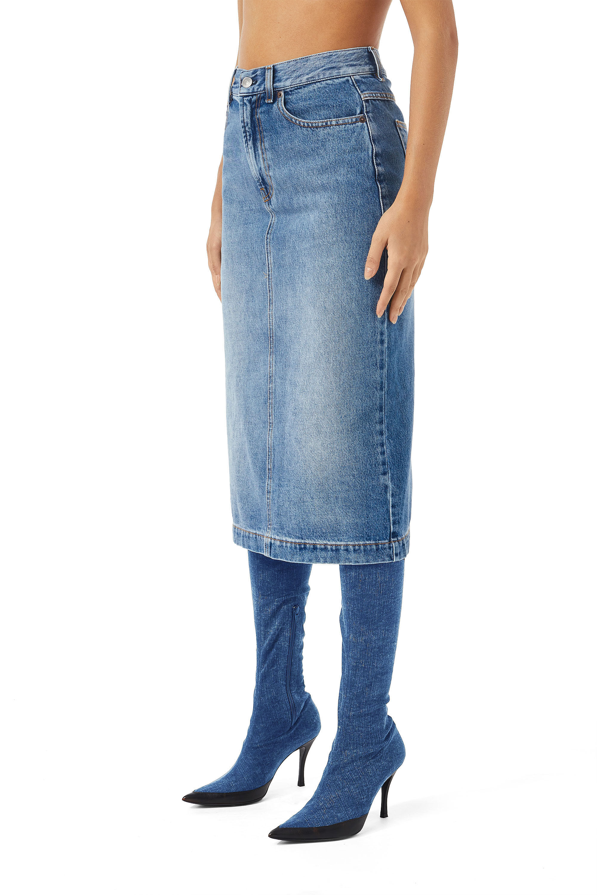 Diesel - DE-RONNY PENCIL SKIRT, ミディアムブルー - Image 6
