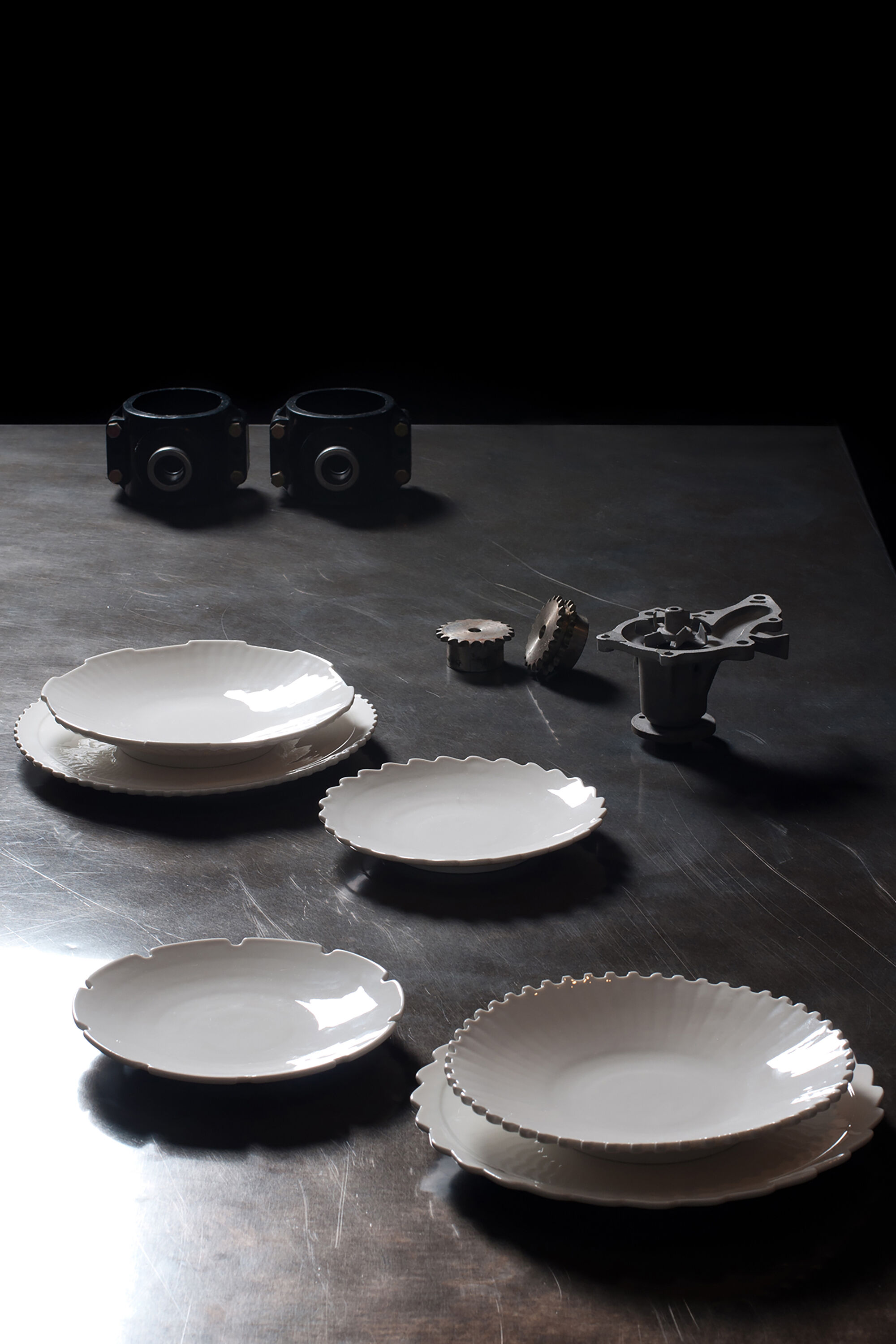 Diesel - 10913 MACHINE COLLEC, Unisex's Porcelain dessert plates, set of 3 in ホワイト - 3
