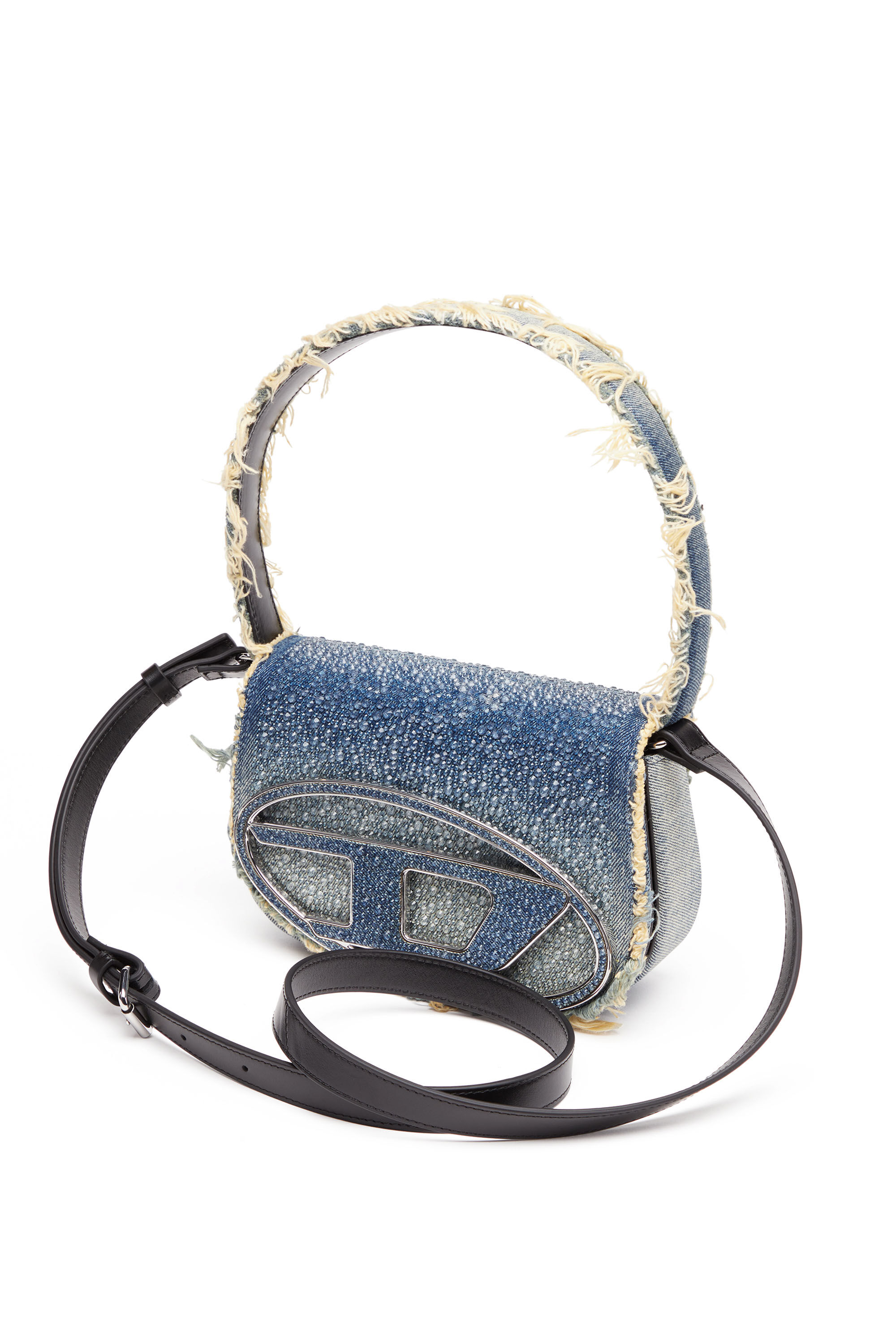 Diesel - 1DR, Female's 1DR-Iconic shoulder bag in denim and crystals in ブルー - 6
