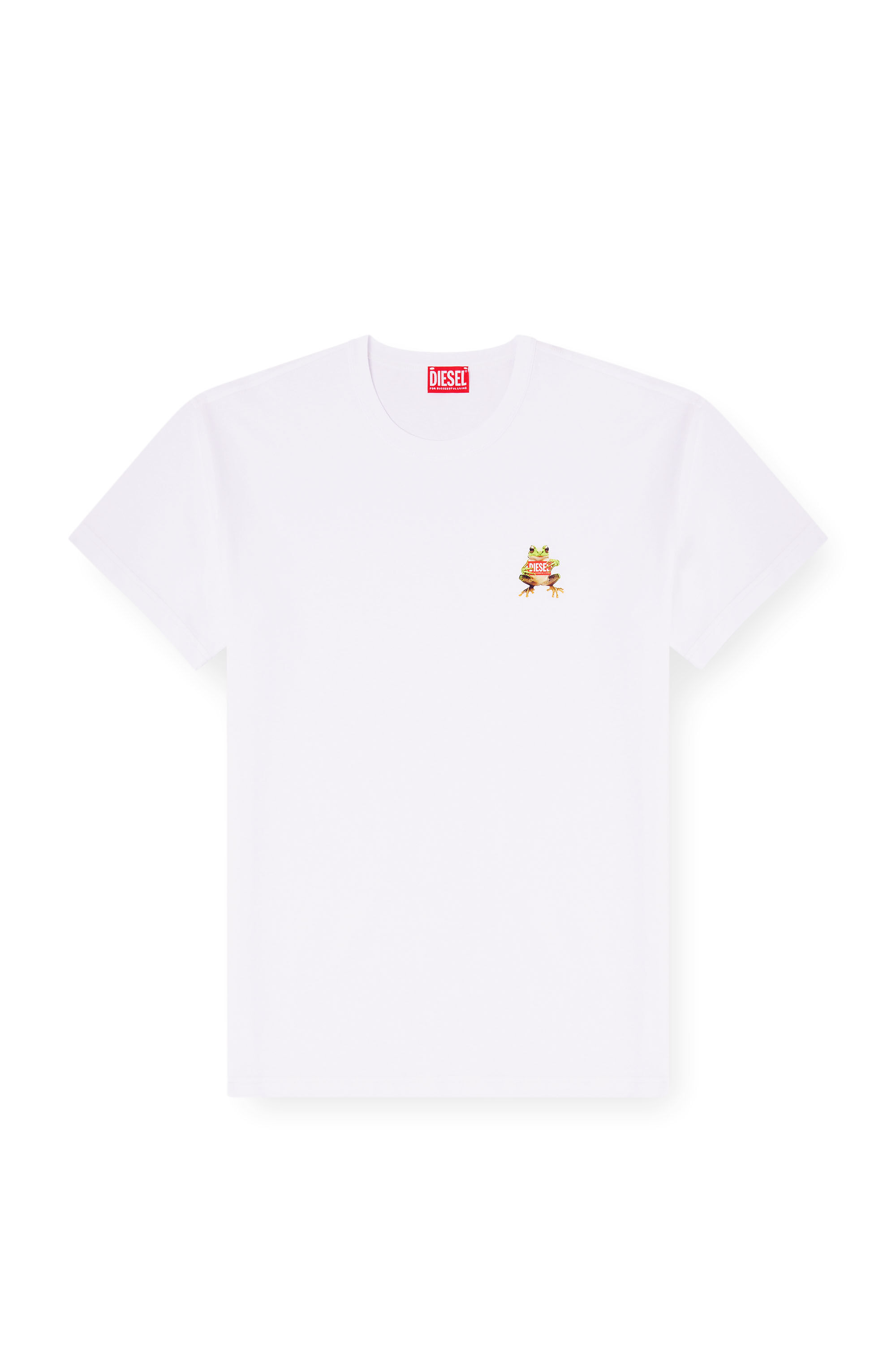 Diesel - T-NORM-FROG, Male's T-shirt with frog and logo print in ホワイト - 2