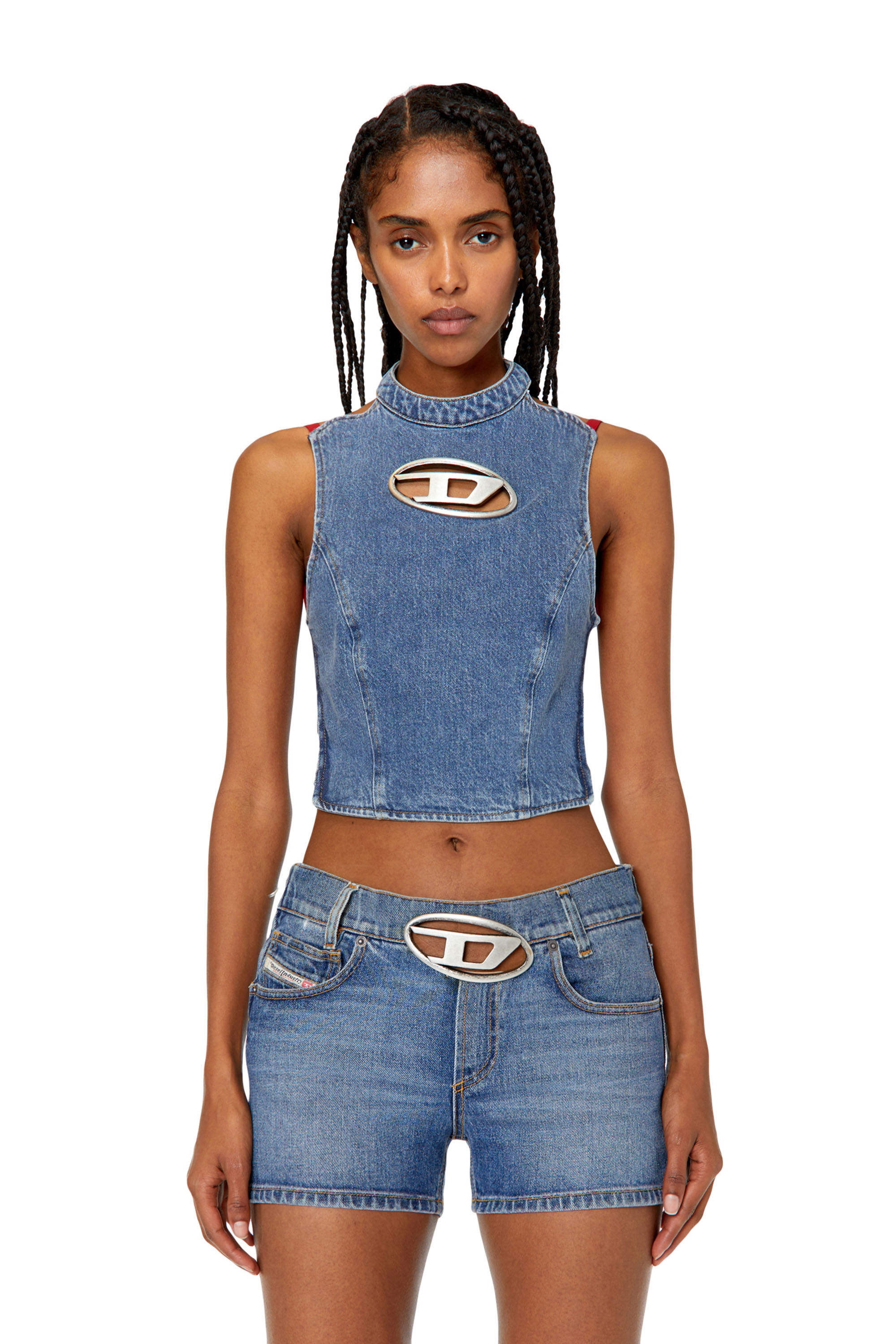 Diesel - DE-THEA-FRINGES, Female's SS23  デニム トップス Dロゴ in ライトブルー - 5
