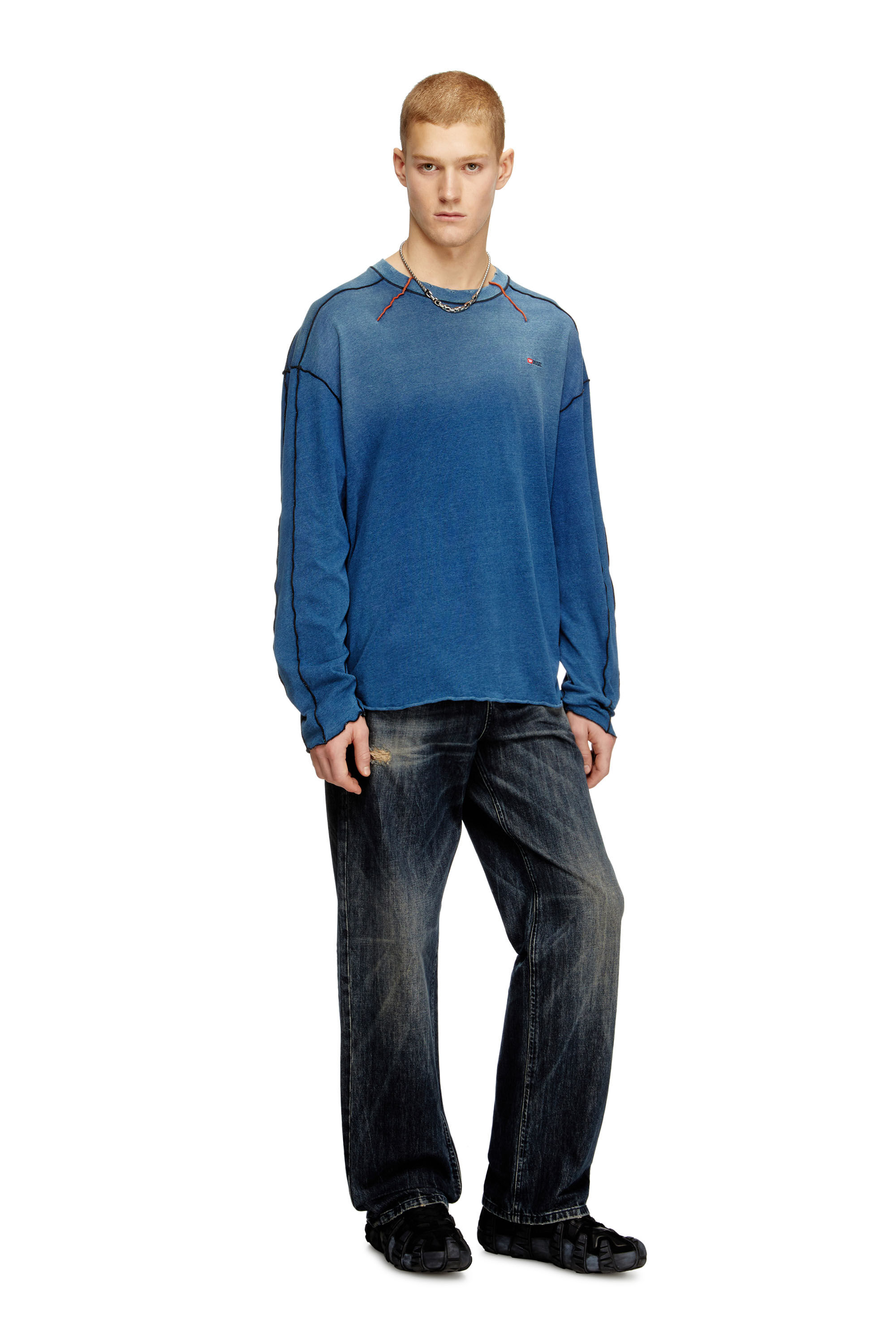 Diesel - T-CRAOXT-LS, Male's 長袖Tシャツ in ブルー - 1