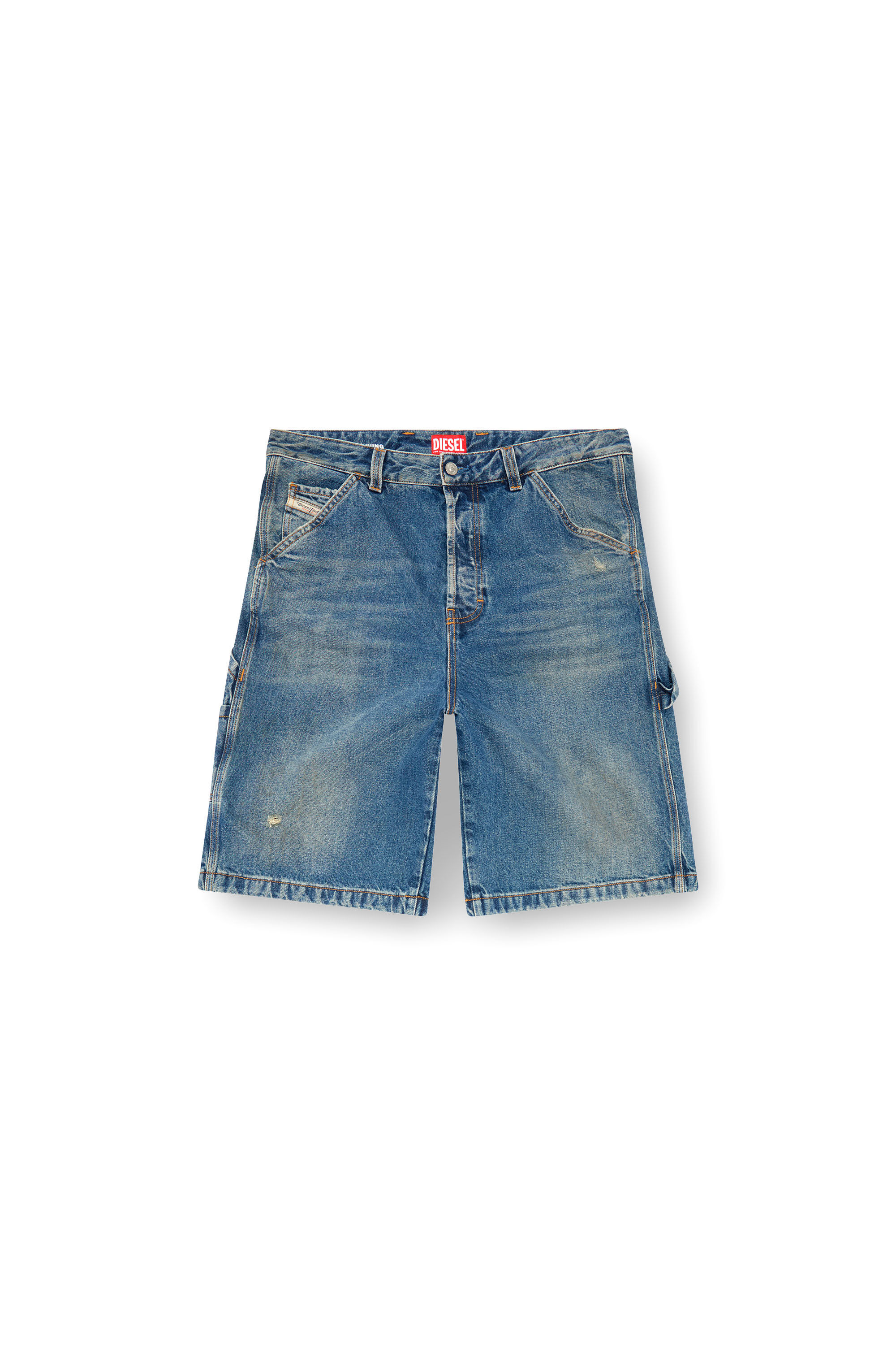 最新の激安 D-LIVERY-SHORT Denim utility shorts with dusty wash｜ブルー パンツ