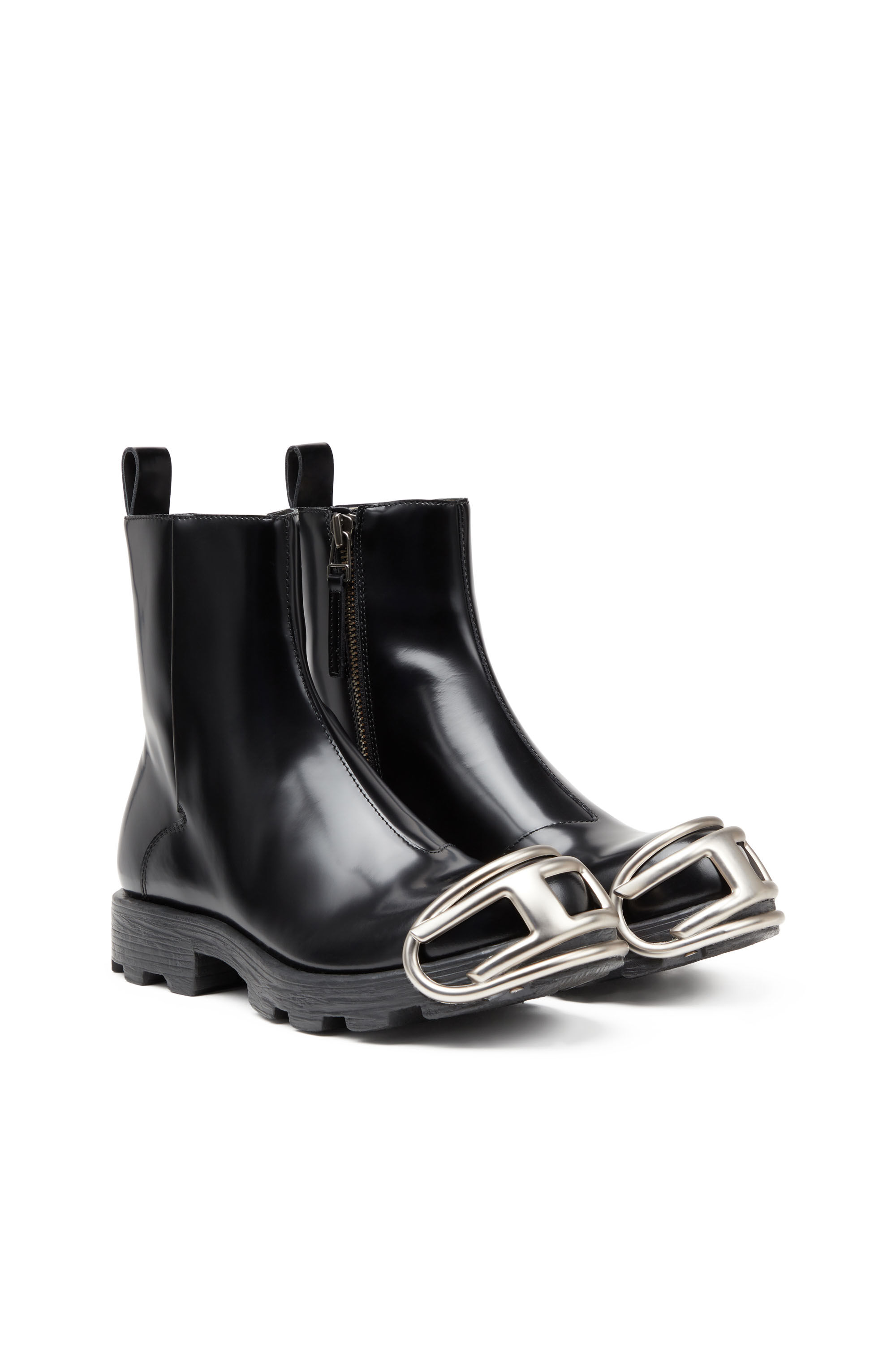 Diesel - D-HAMMER BT ZIP D, Male's D-Hammer-Leather Chelsea boots with Oval D toe caps in ブラック - 3