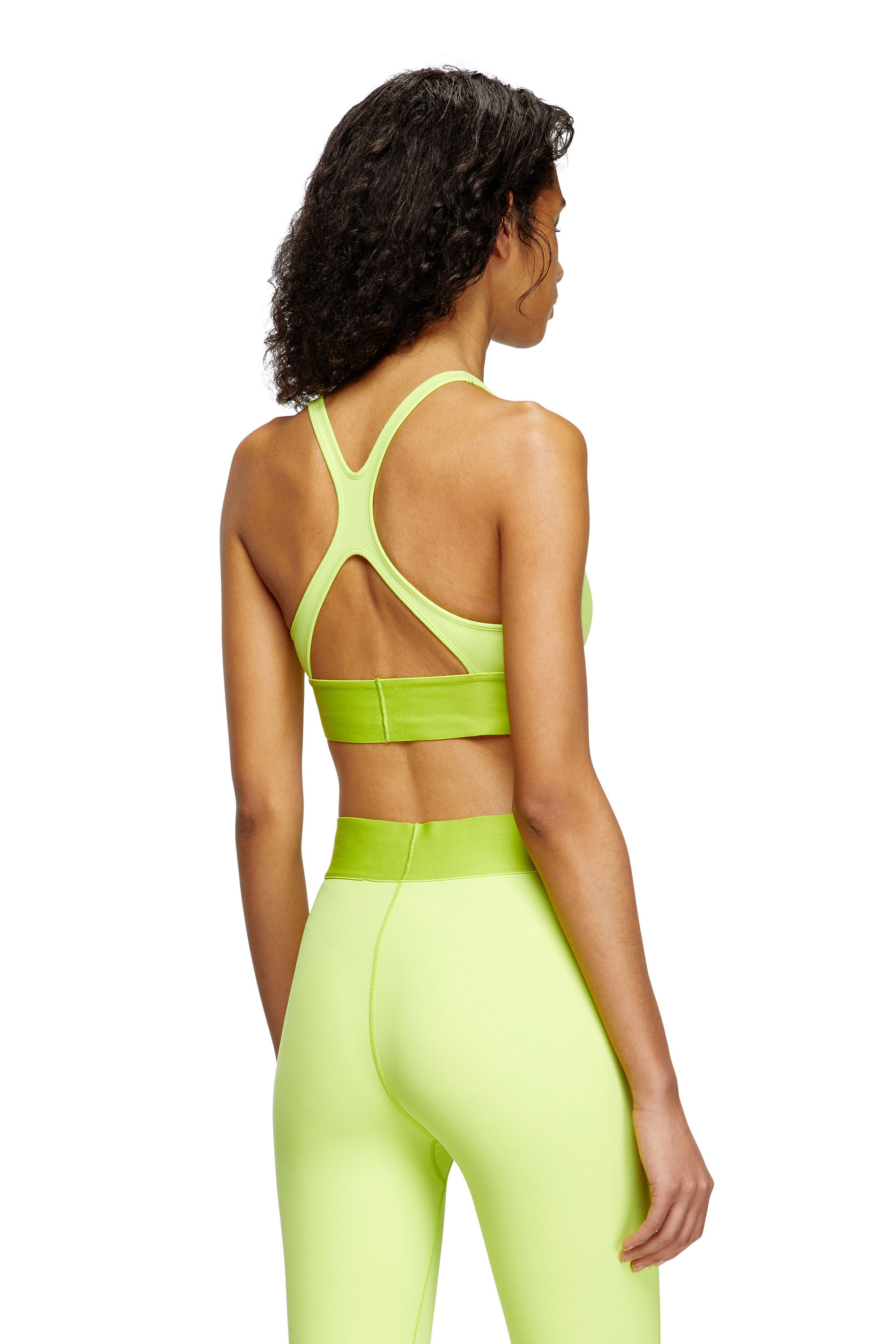 Diesel - ALLISON-D-POP, Female's Microfibre sports bra with cut-off logo in 蛍光グリーン - 4