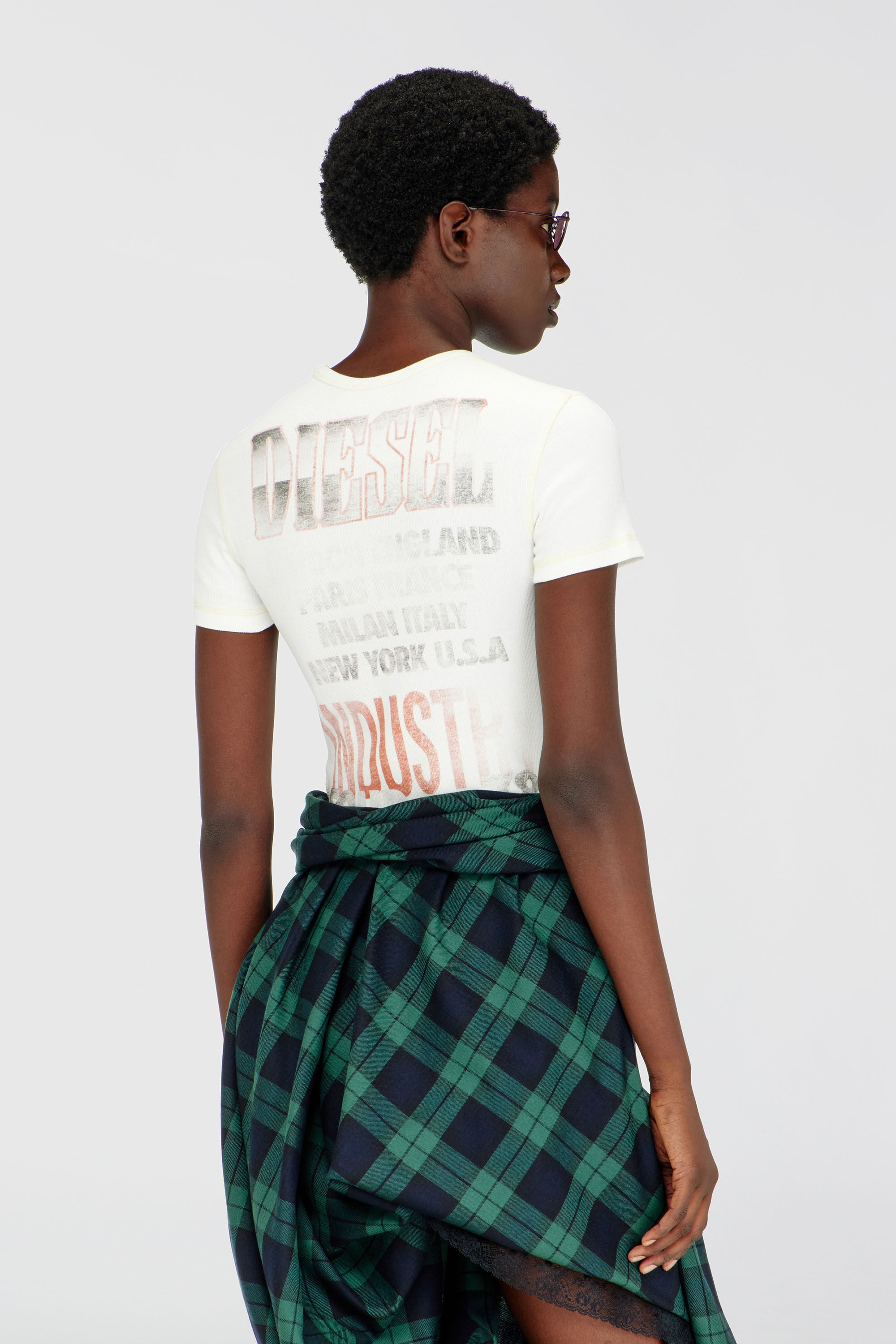 Diesel - T-MARSY-RIB, Female's Ribbed T-shirt with concert graphics in null - 4