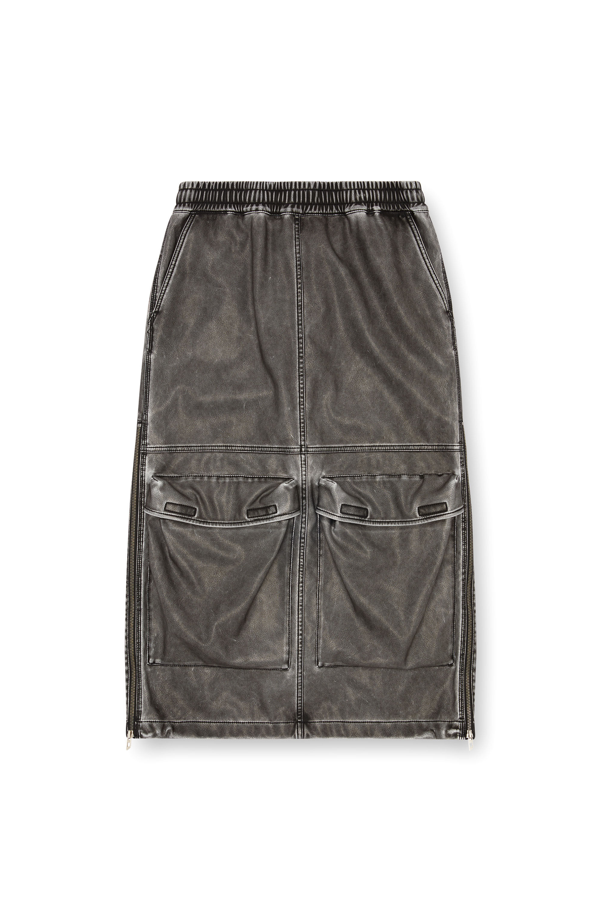 O-DYSSEY-P1 Long skirt in washed tech fabric｜グレー｜ウィメンズ｜DIESEL