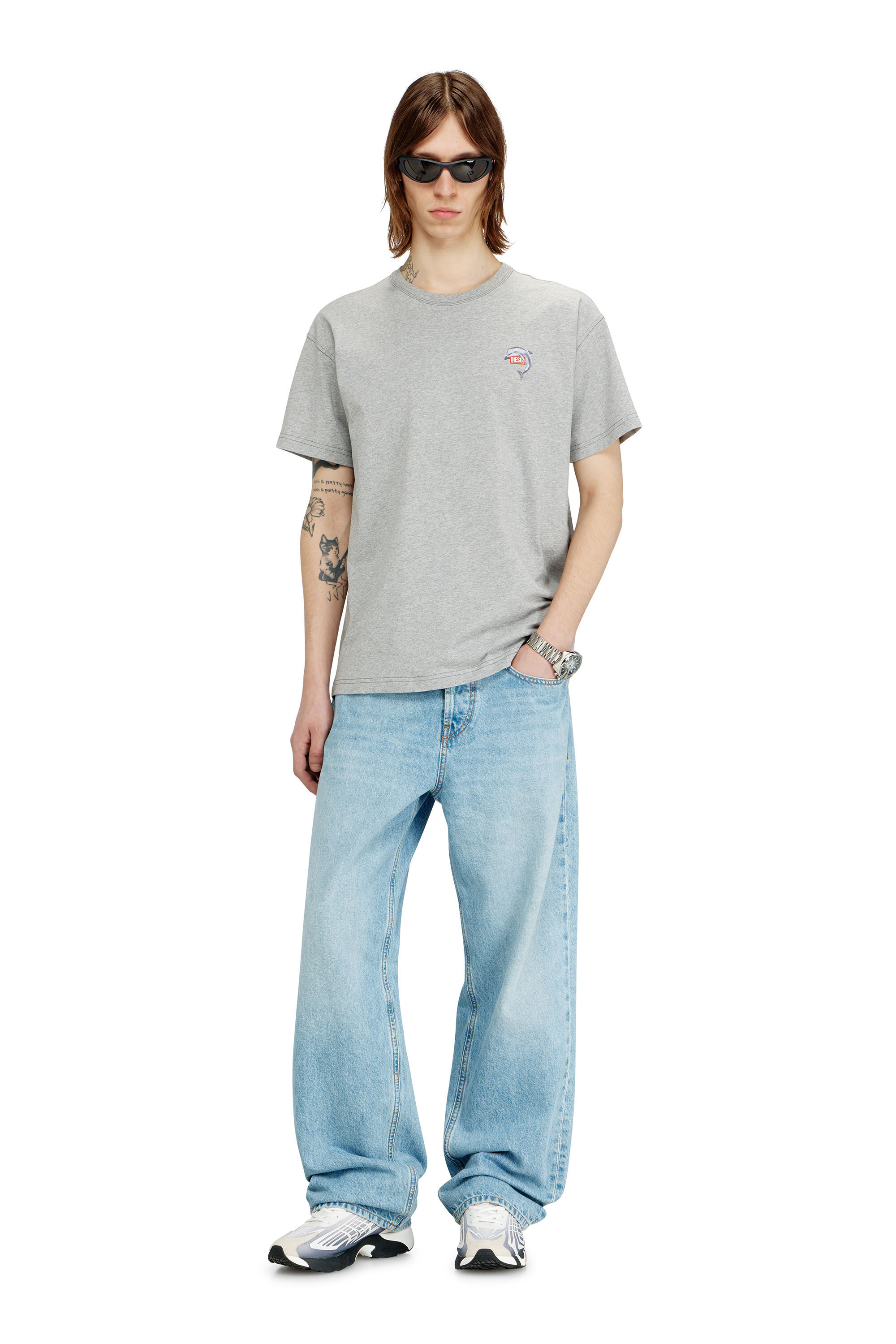 Diesel - T-NORM-DOLPHIN, Male's T-shirt with dolphin and logo print in null - 1