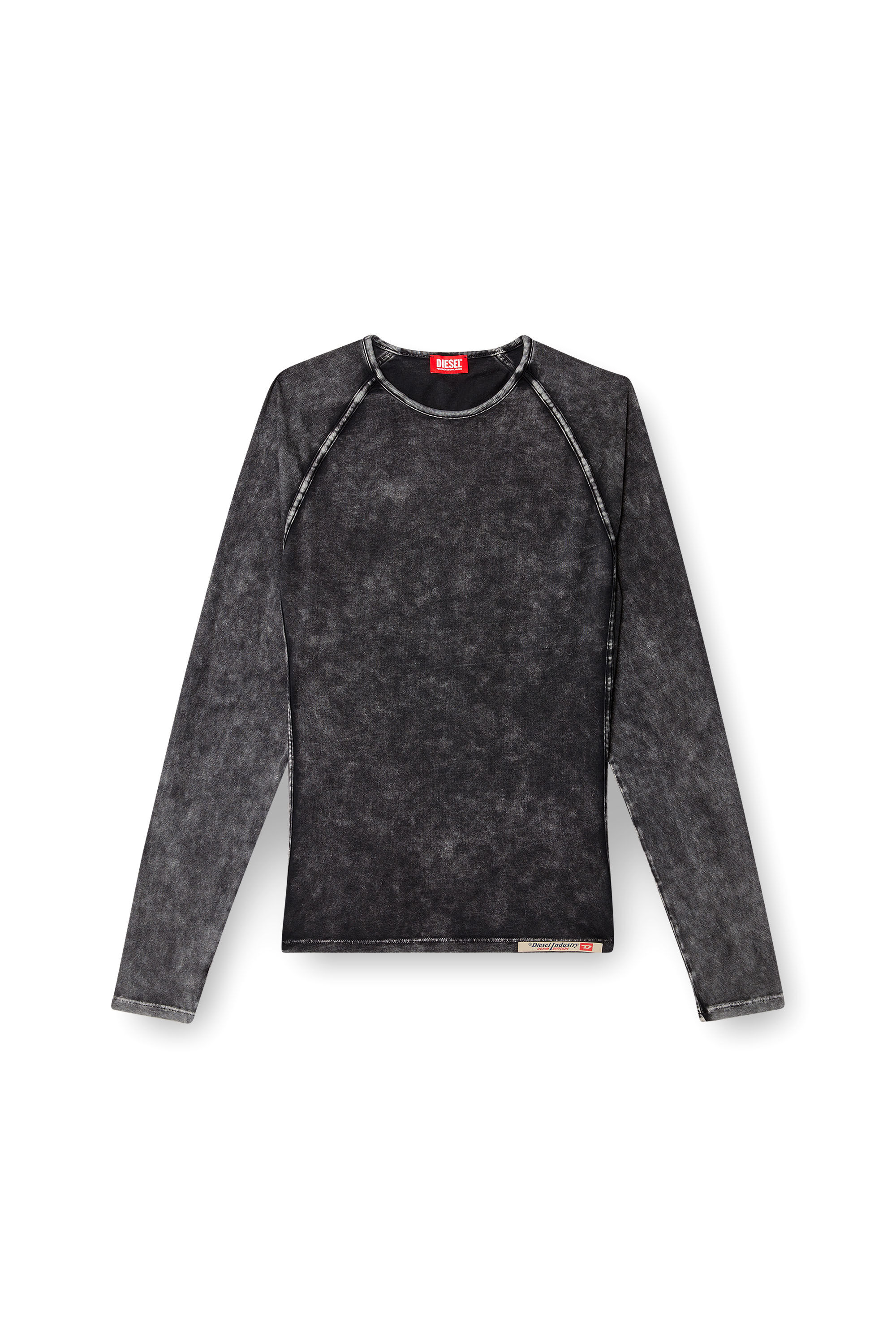Diesel - EFREM-DNM, Male's Denim effect long-sleeve T-shirt in ブラック - 2