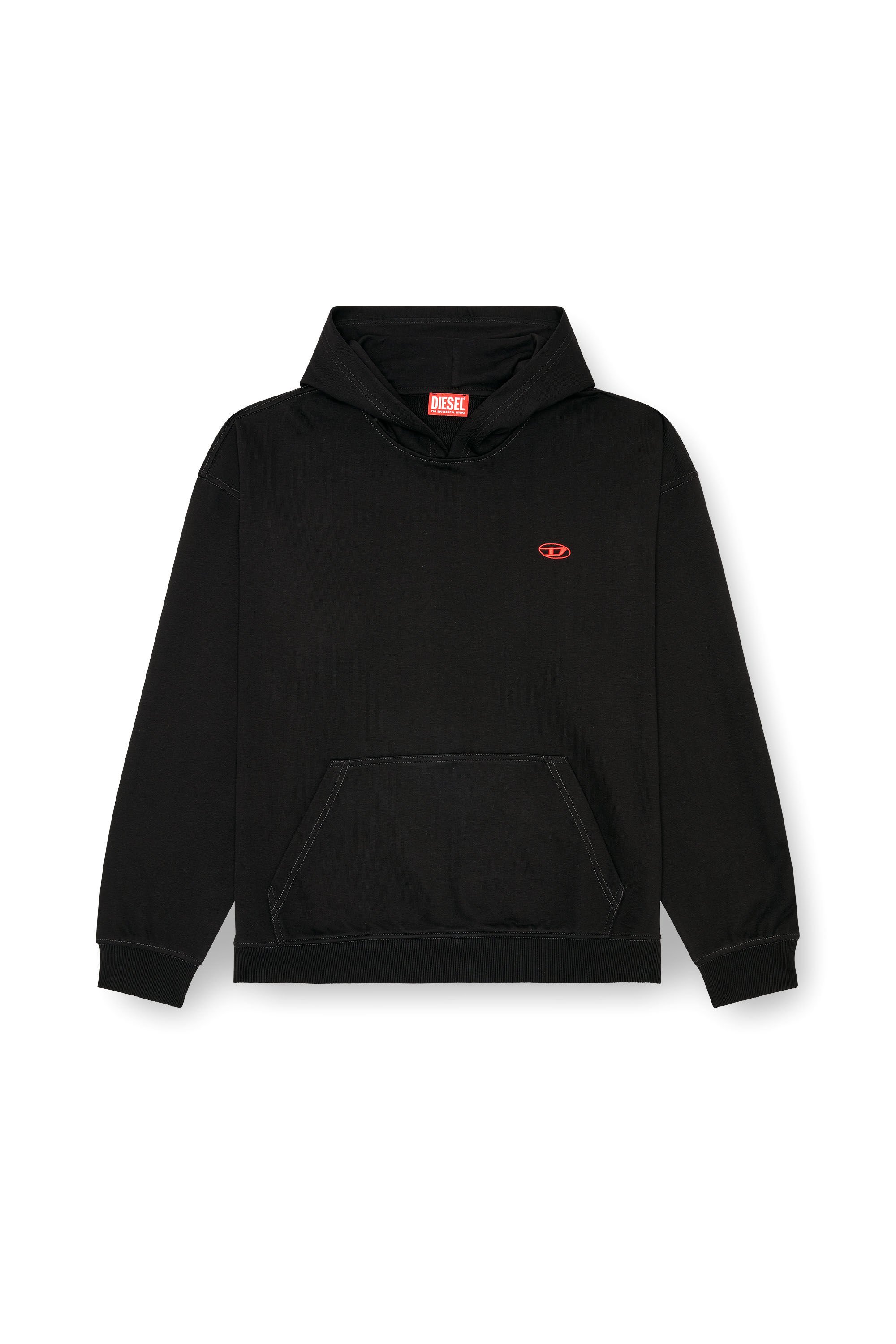 Diesel - S-BOXT-HOOD-K2, Male's Hoodie with striped Oval D in ブラック - 2