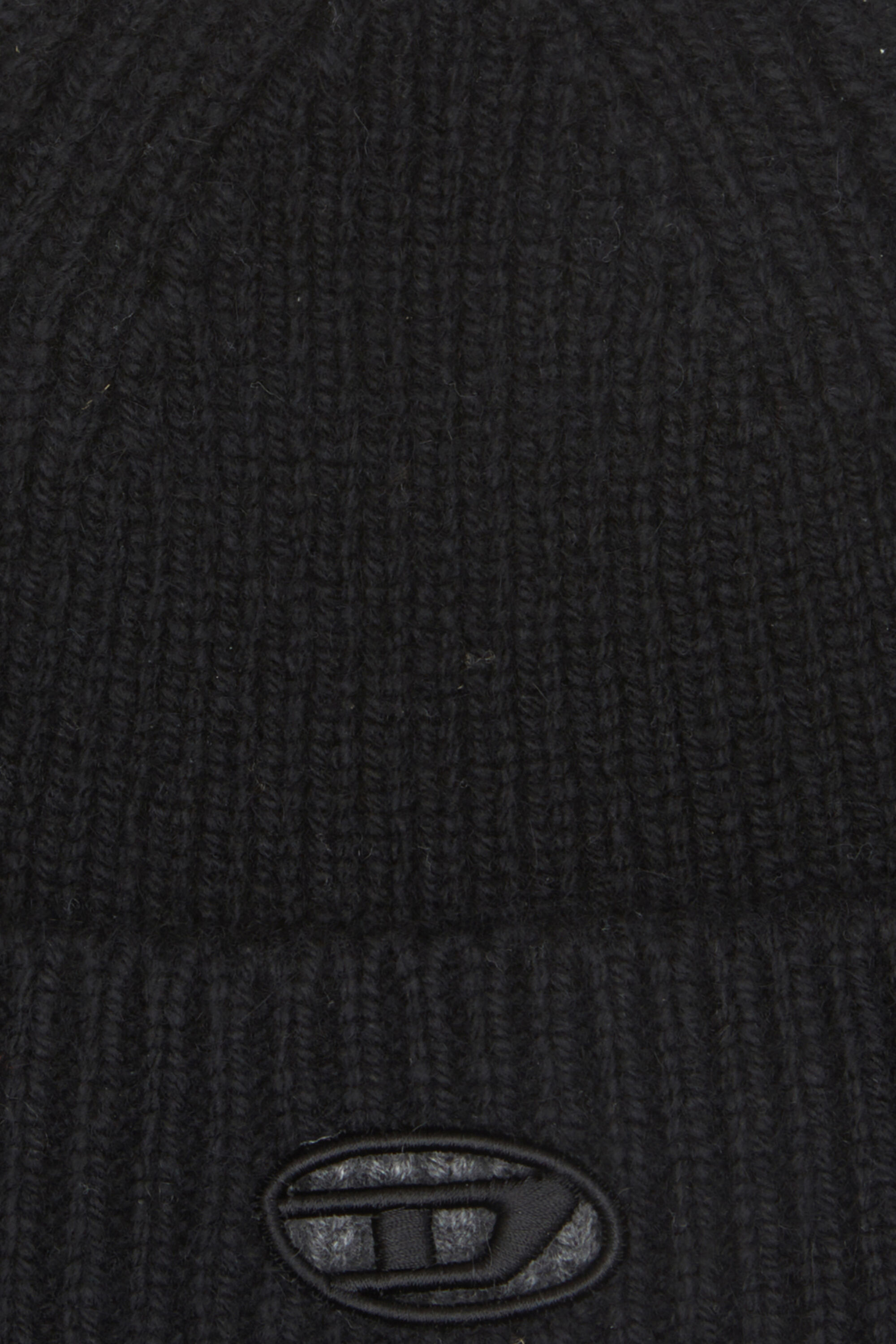 DIESEL ニット帽 ブラック K-CODER-FULLY B: Ribbed beanie with D embroidery | Diesel