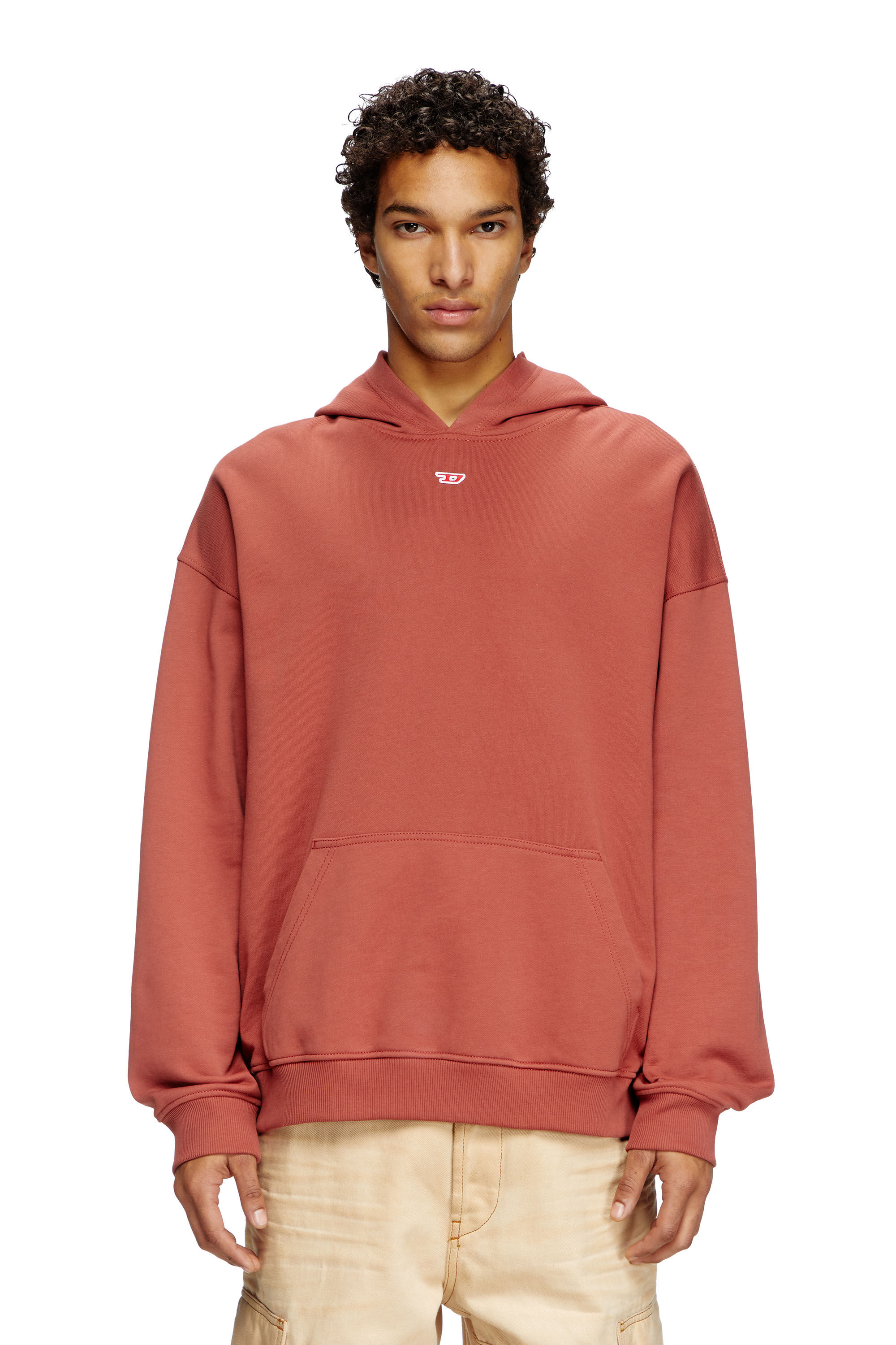 Diesel - S-BOXT-HOOD-D, Male's Hoodie with D logo patch in レッド - 3