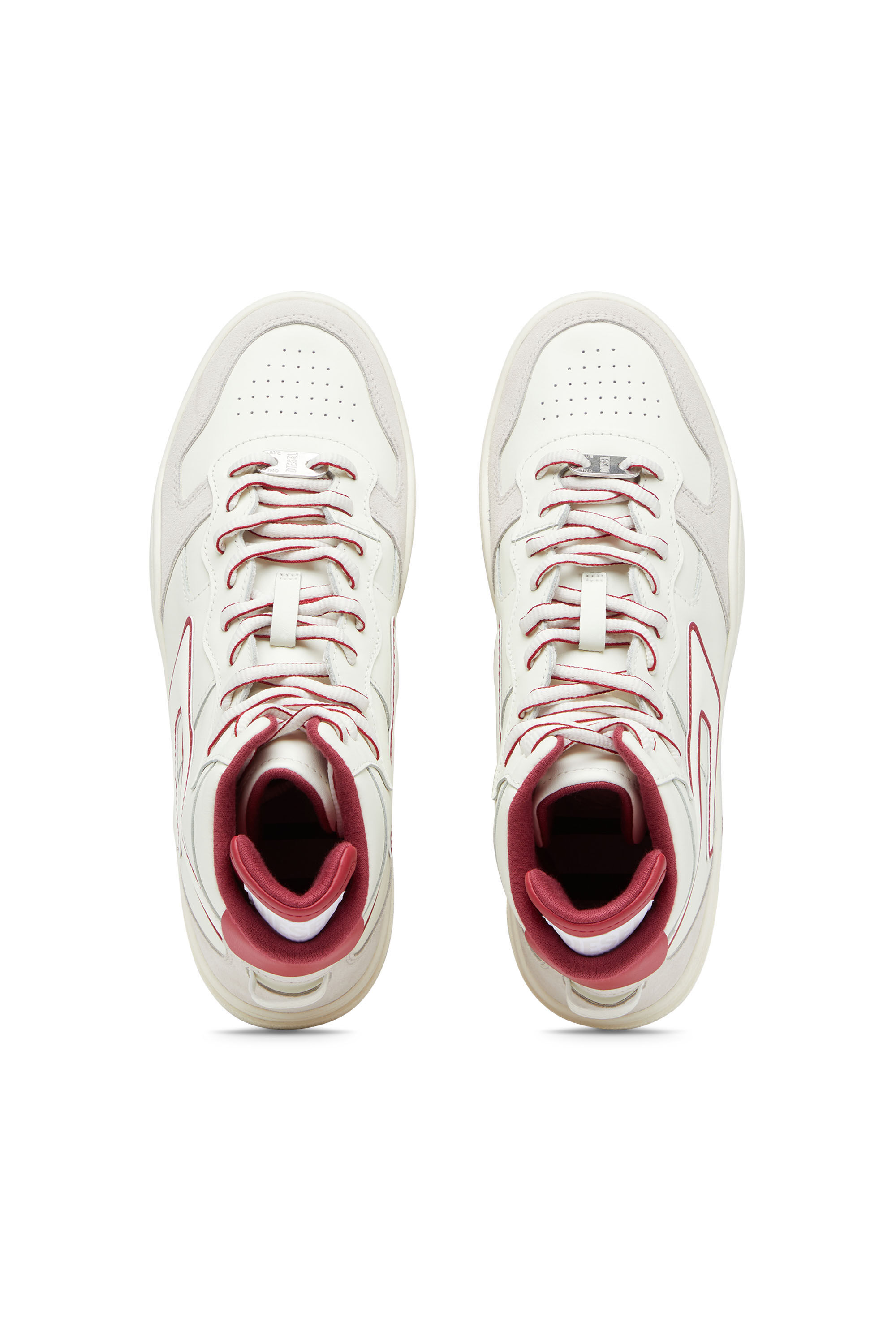 Diesel - S-UKIYO MID X, Male's レザー スウェード ミッドカットスニーカー - S-Ukiyo Mid X in ホワイト/レッド/ブルー - 5