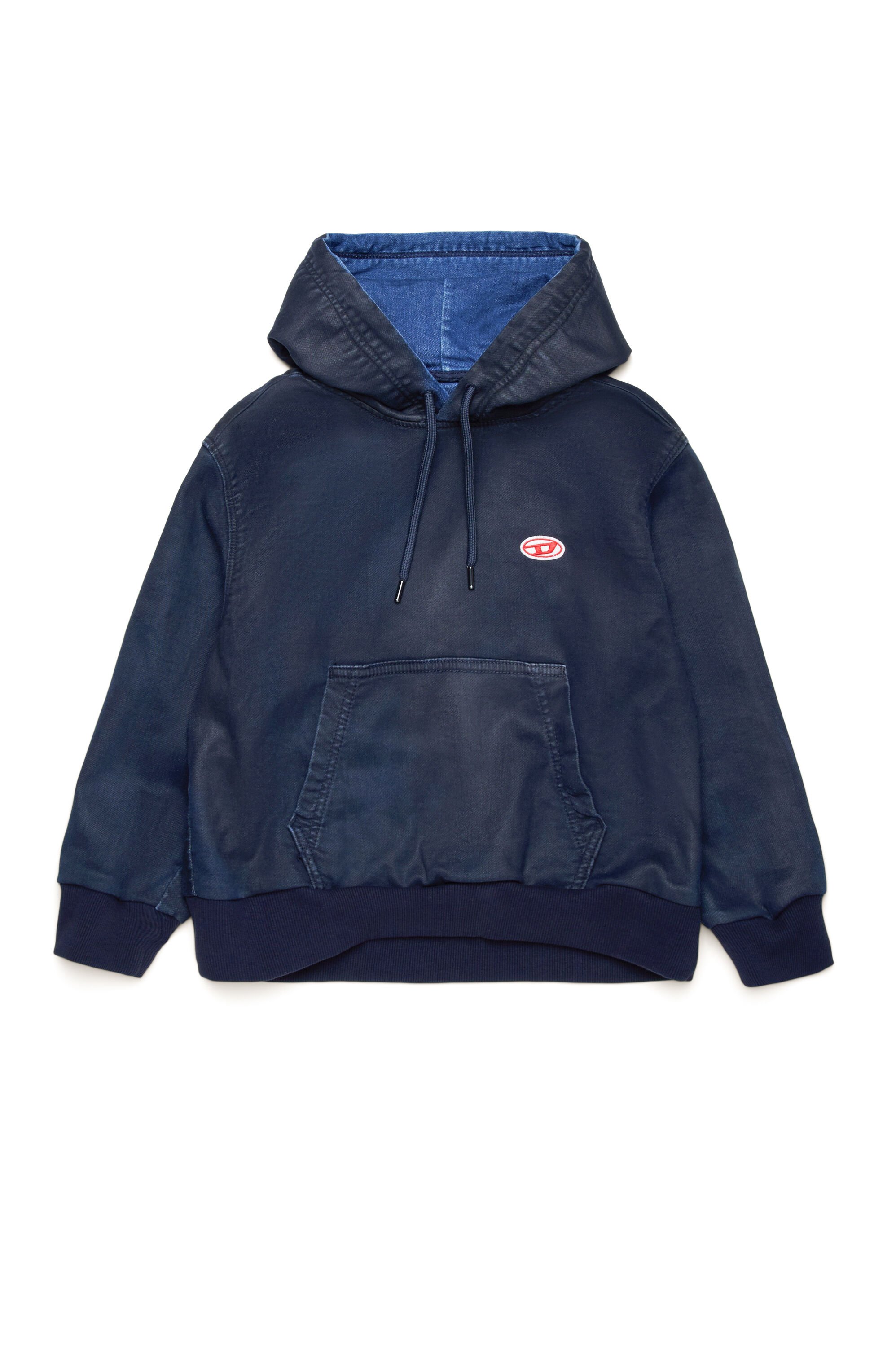 Diesel - SUM-RIB-NE-OVER JJJ, Unisex's JoggJeans hoodie with coated effect in ダークブルー - 1