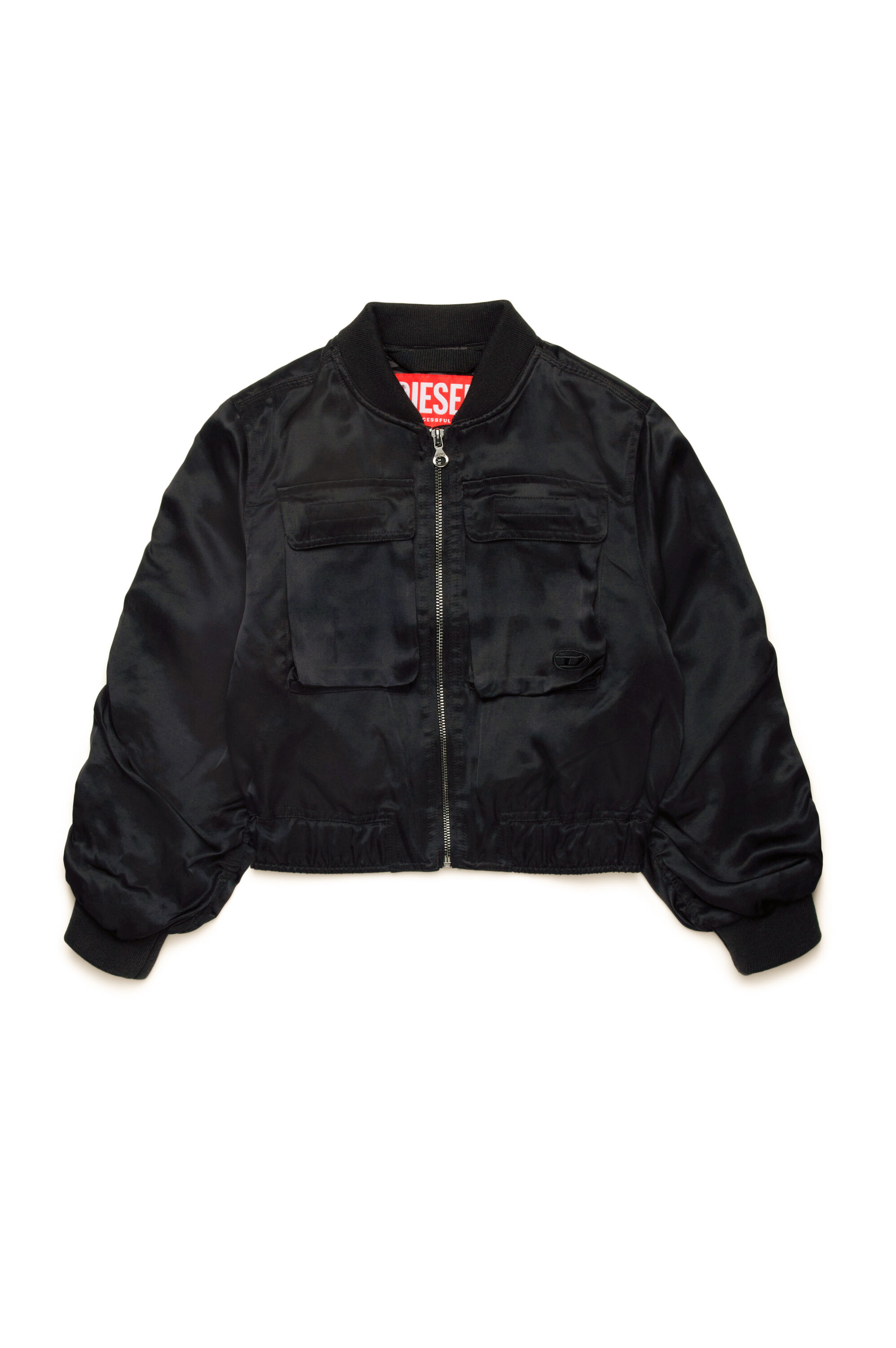 JGKHLO Satin bomber jacket with cargo pockets｜ブラック｜ガールズ｜DIESEL