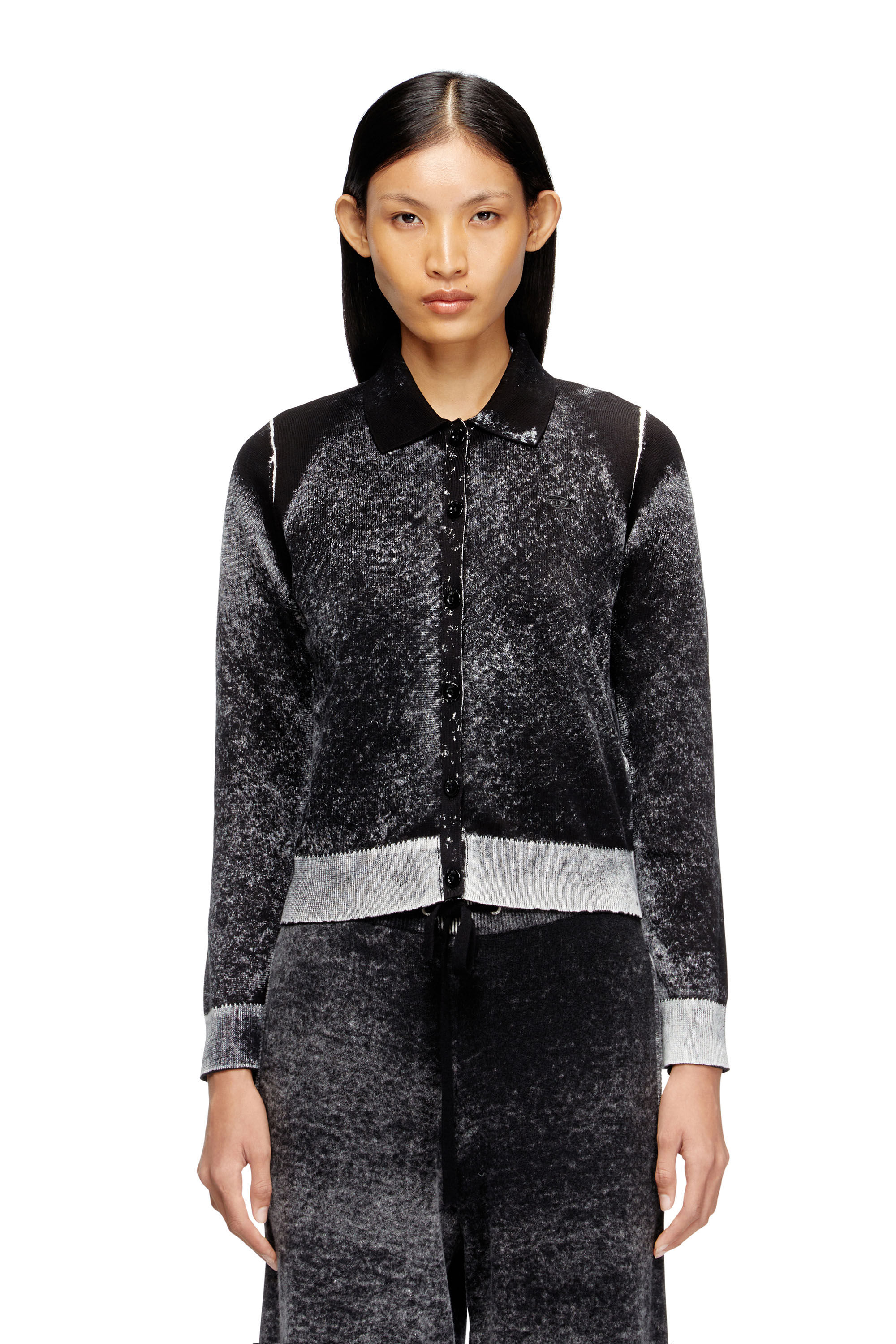 DIESEL リバーシブル カーディガン 黒 グレー　L otonanofudangi_a112150bmak