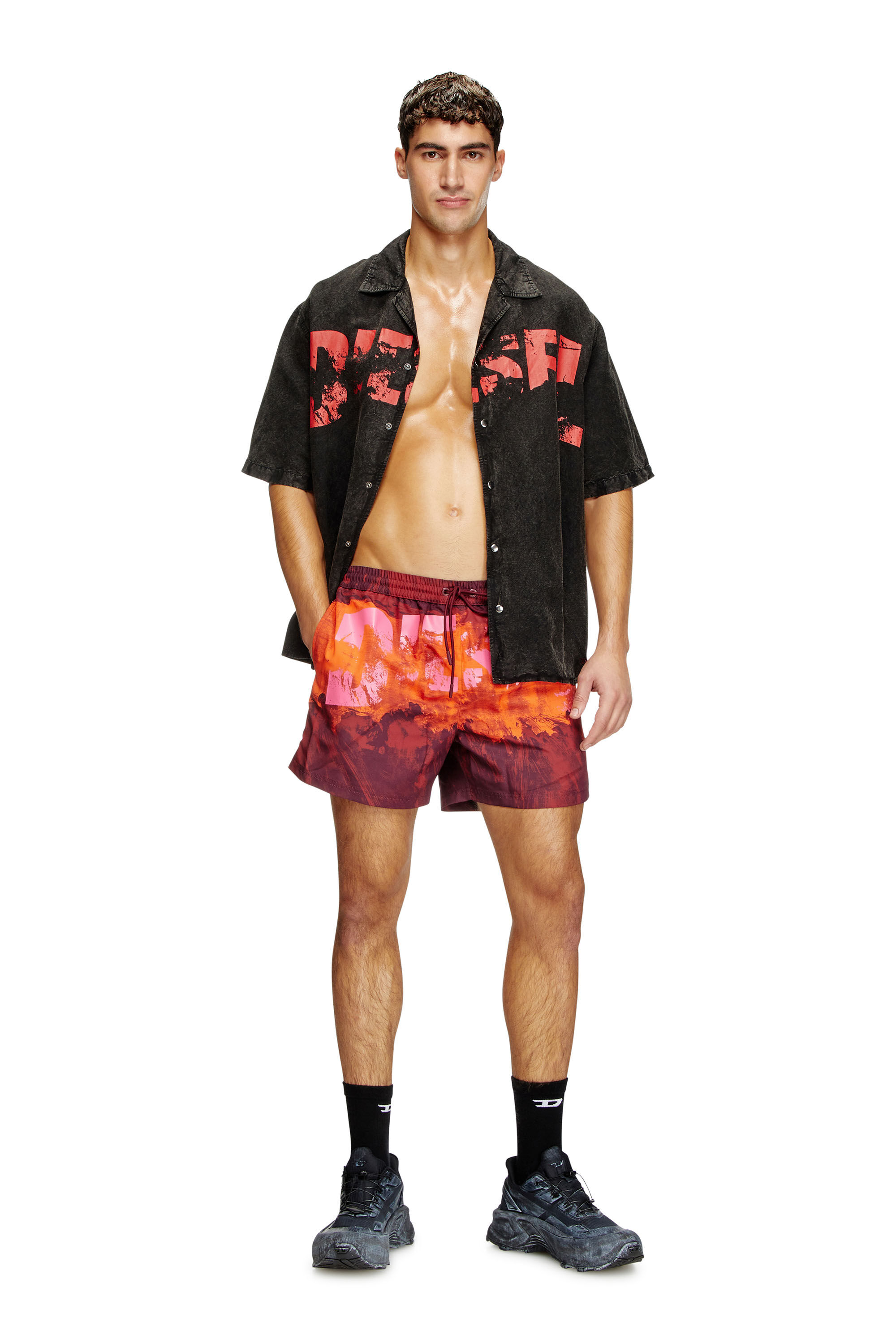 Diesel - CHARLES-D-POP, Male's Beach shirt in linen blend in ブラック - 2