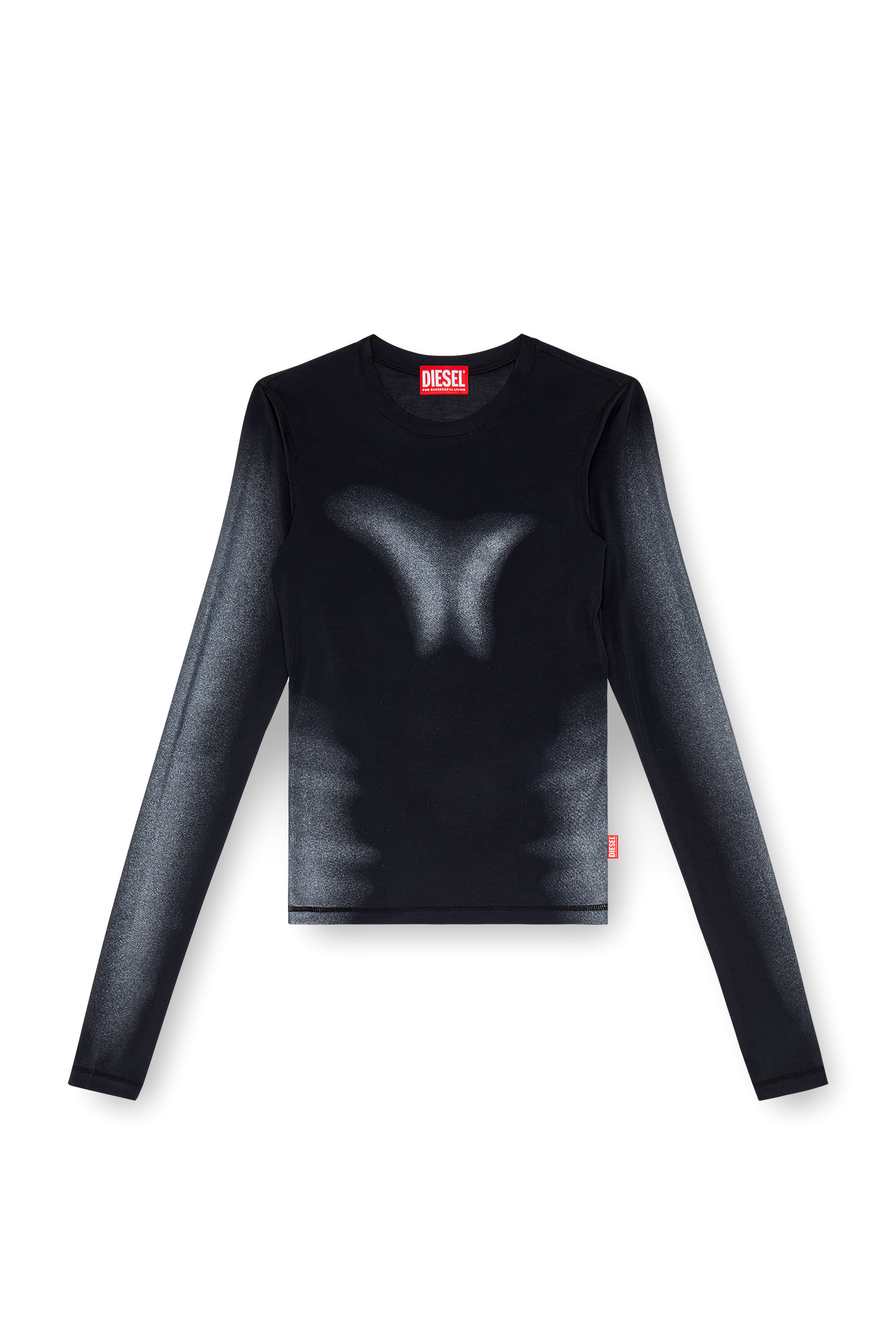 Diesel - T-ILON, Female's Long-sleeve T-shirt with metallic effects in ブラック - 2