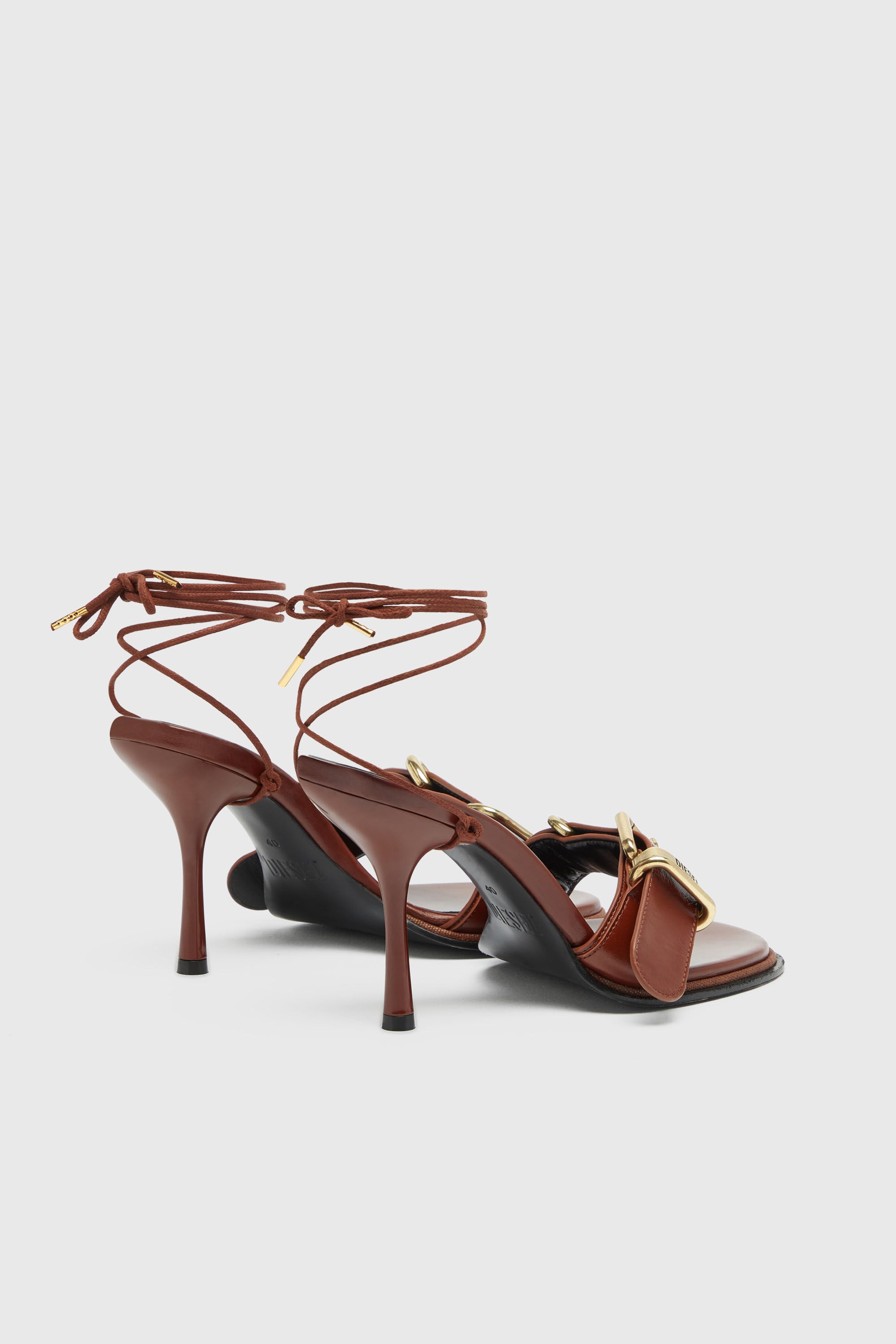 Diesel - D-COCCO-90-SA, Female's D-Cocco-Ankle-wrap sandals in leather in ブラウン - 4