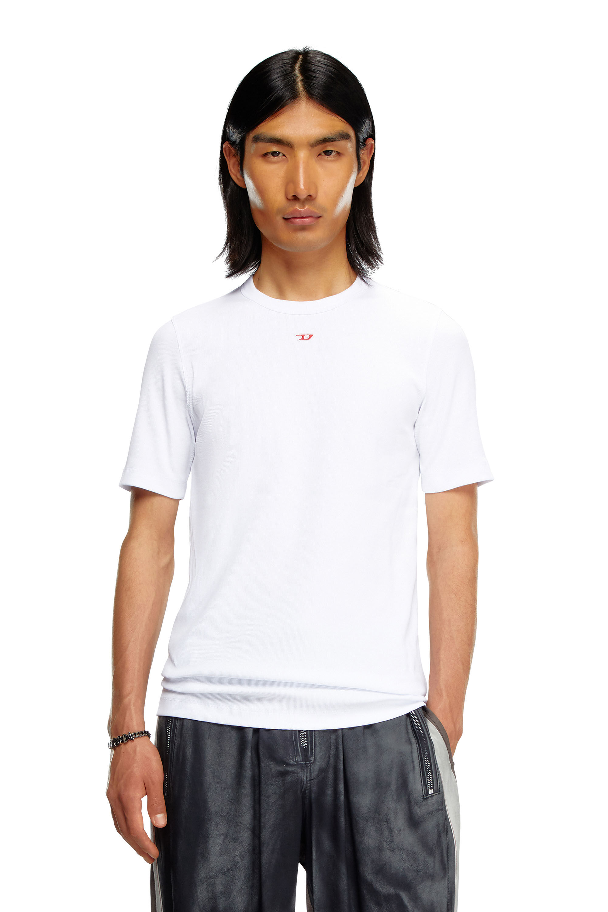 Diesel - D-RIBBER-N, Male's Tシャツアイコニックロゴスリムフィット in ホワイト - 3