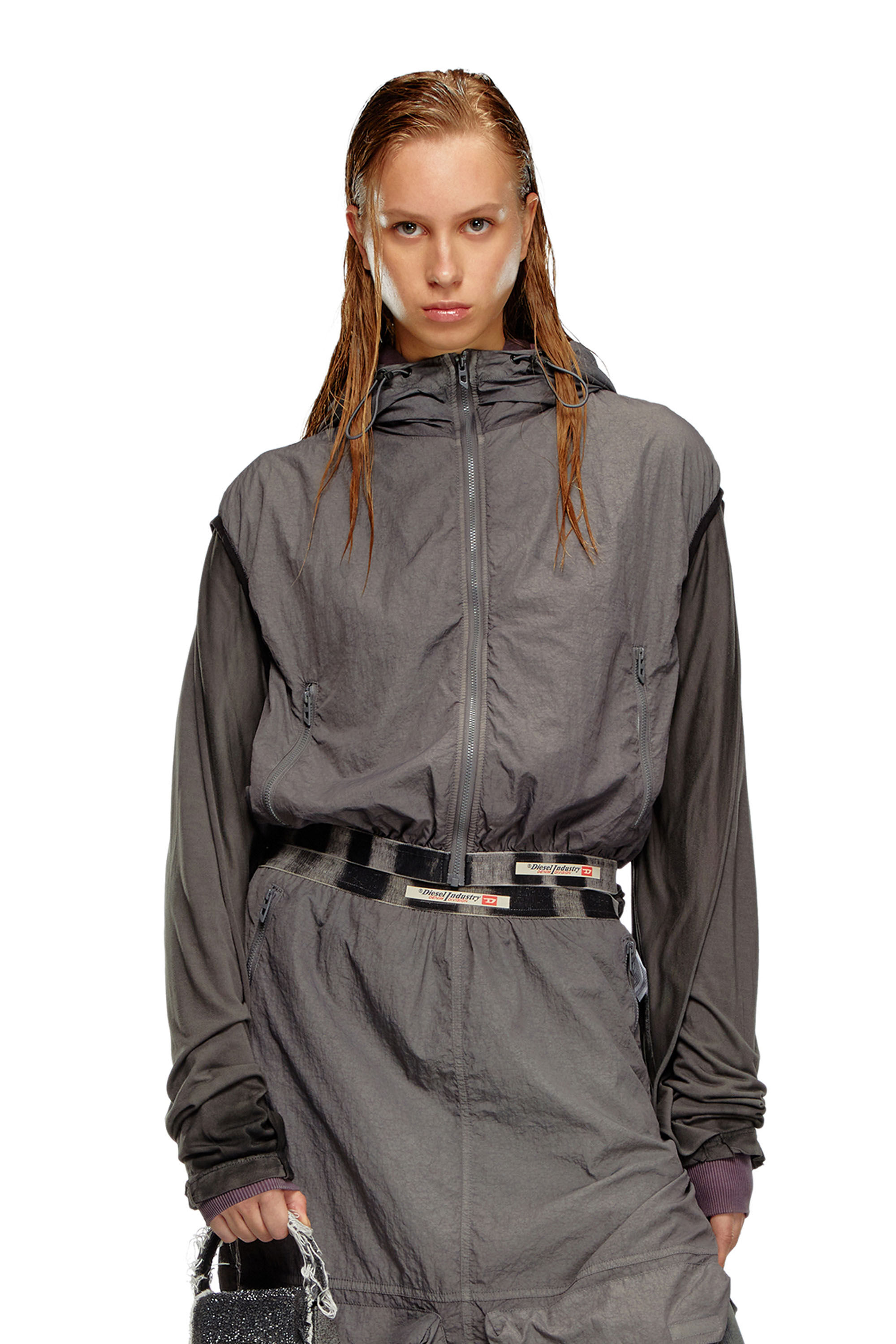 G-RANT Hooded vest in recycled nylon｜グレー｜ウィメンズ｜DIESEL