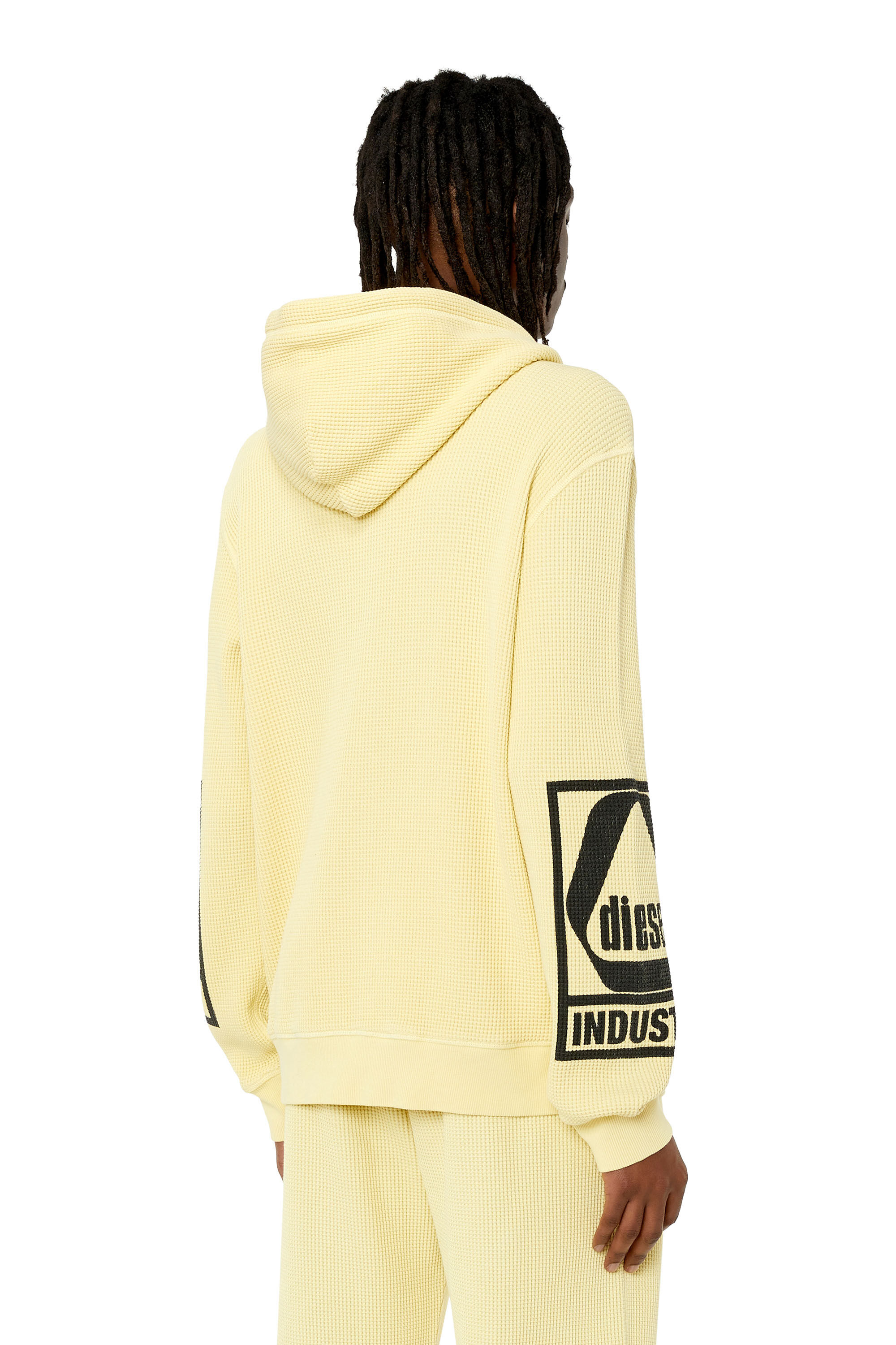 Diesel - S-GINAFFLE-HOOD-ZIP, Male's スウェット フーディー ジップアップ in Yellow - 1