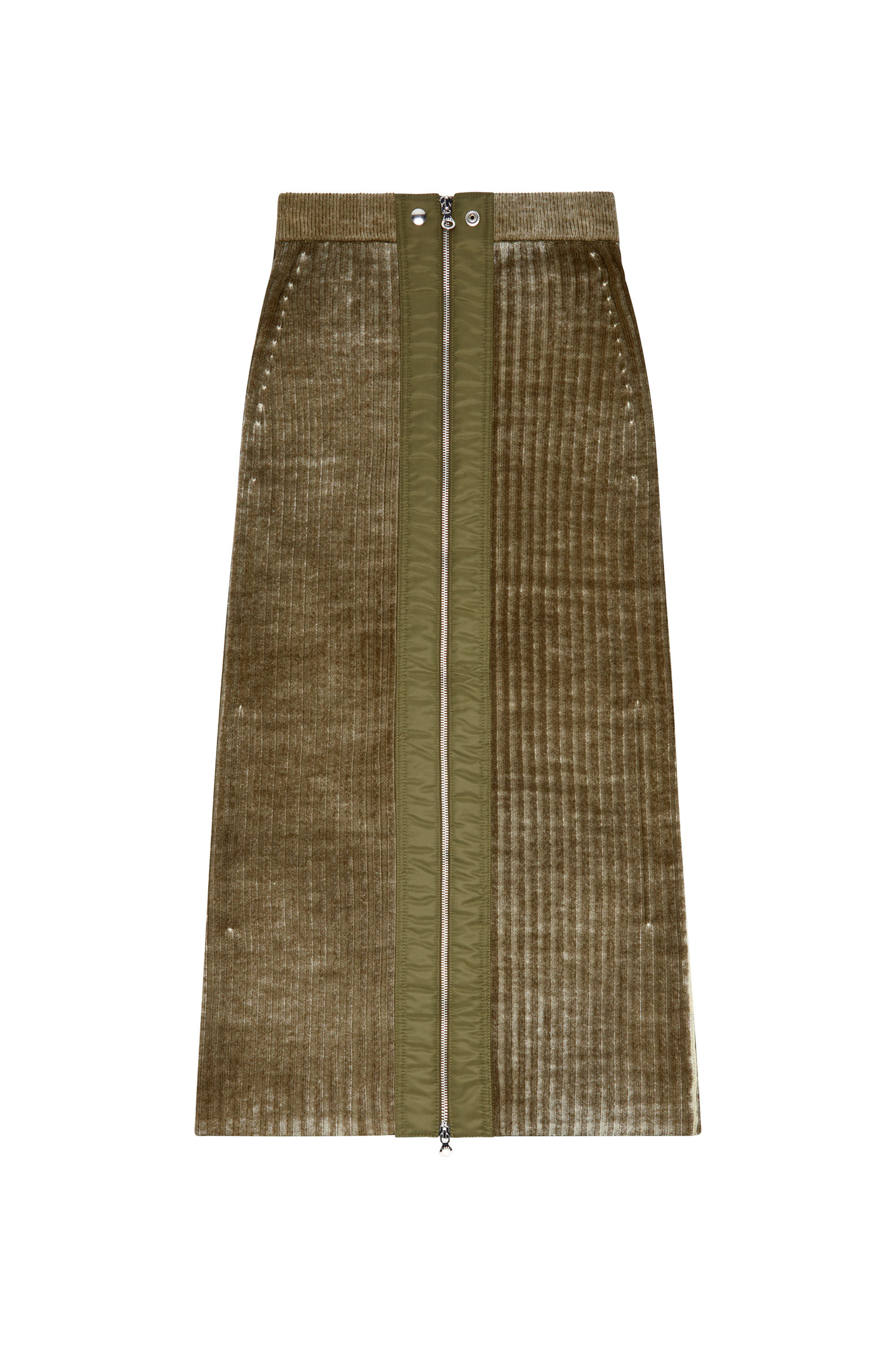 M-ASI Midi skirt in treated wool knit｜グリーン｜ウィメンズ｜DIESEL