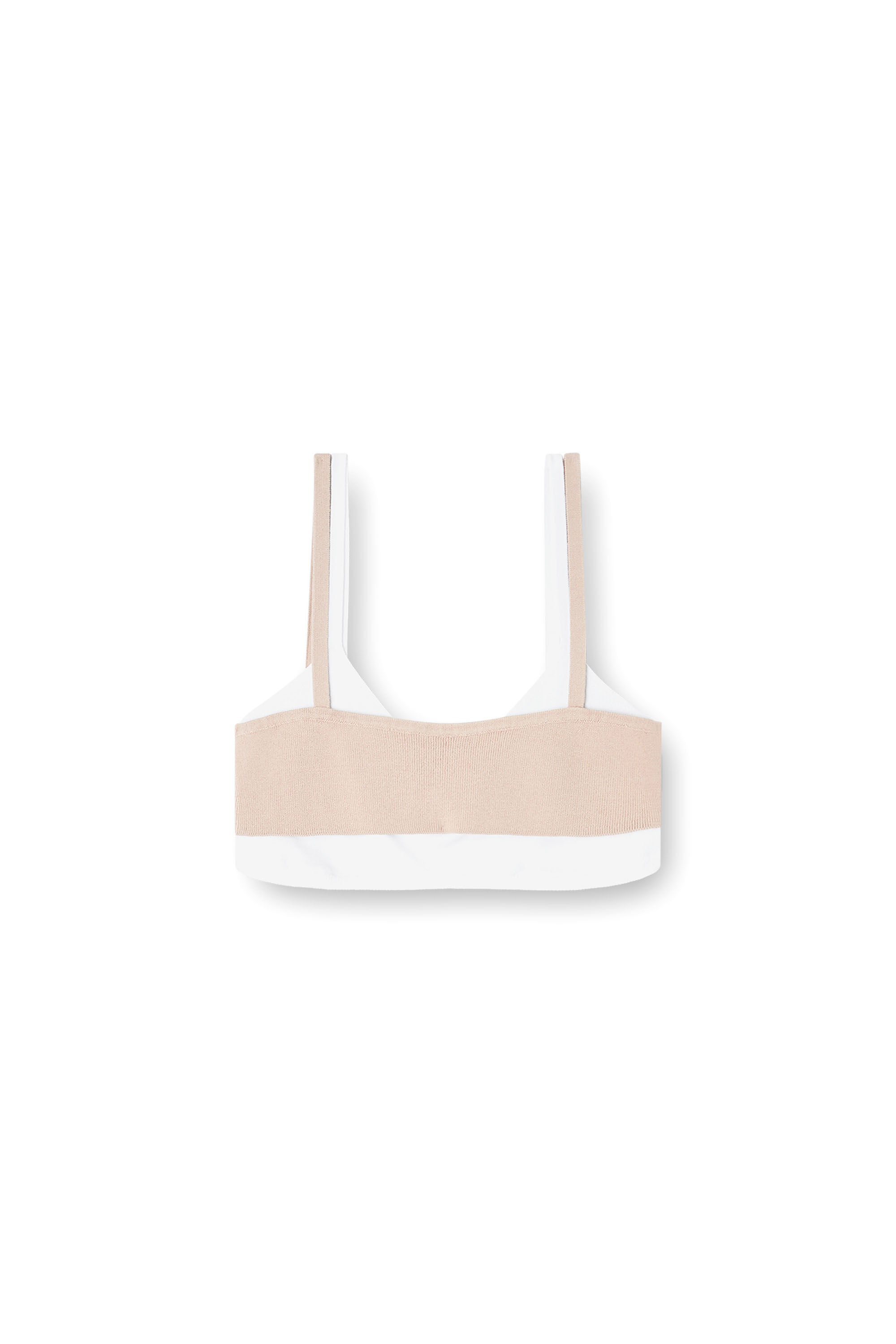 Diesel - M-ZELDA, Female's Layered bra top in ribbed knit in ピンク/ホワイト - 2