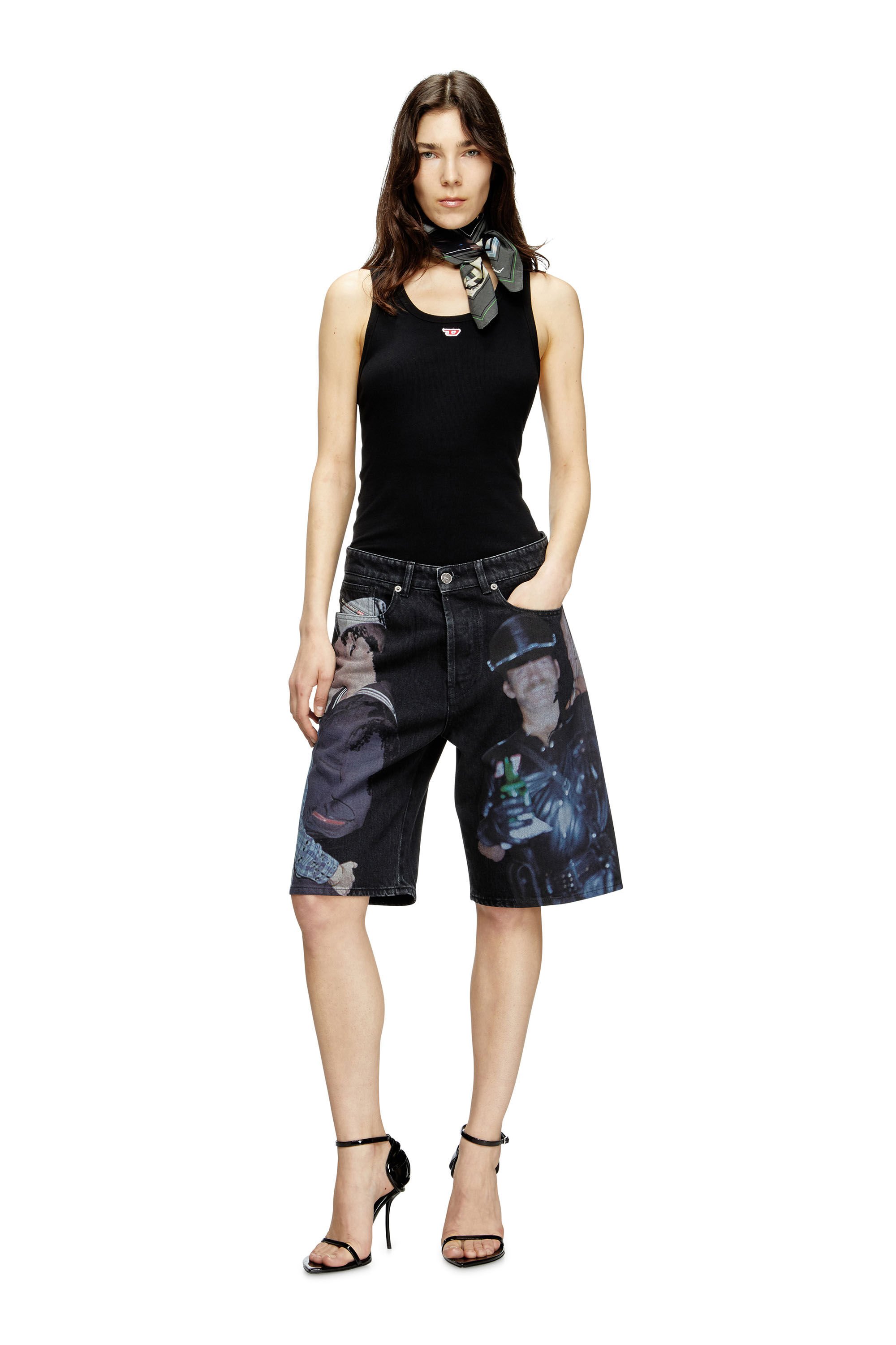 Diesel - PR-D-RIXFORD-S, Unisex's Denim shorts with multicolour print in ブラック - 6