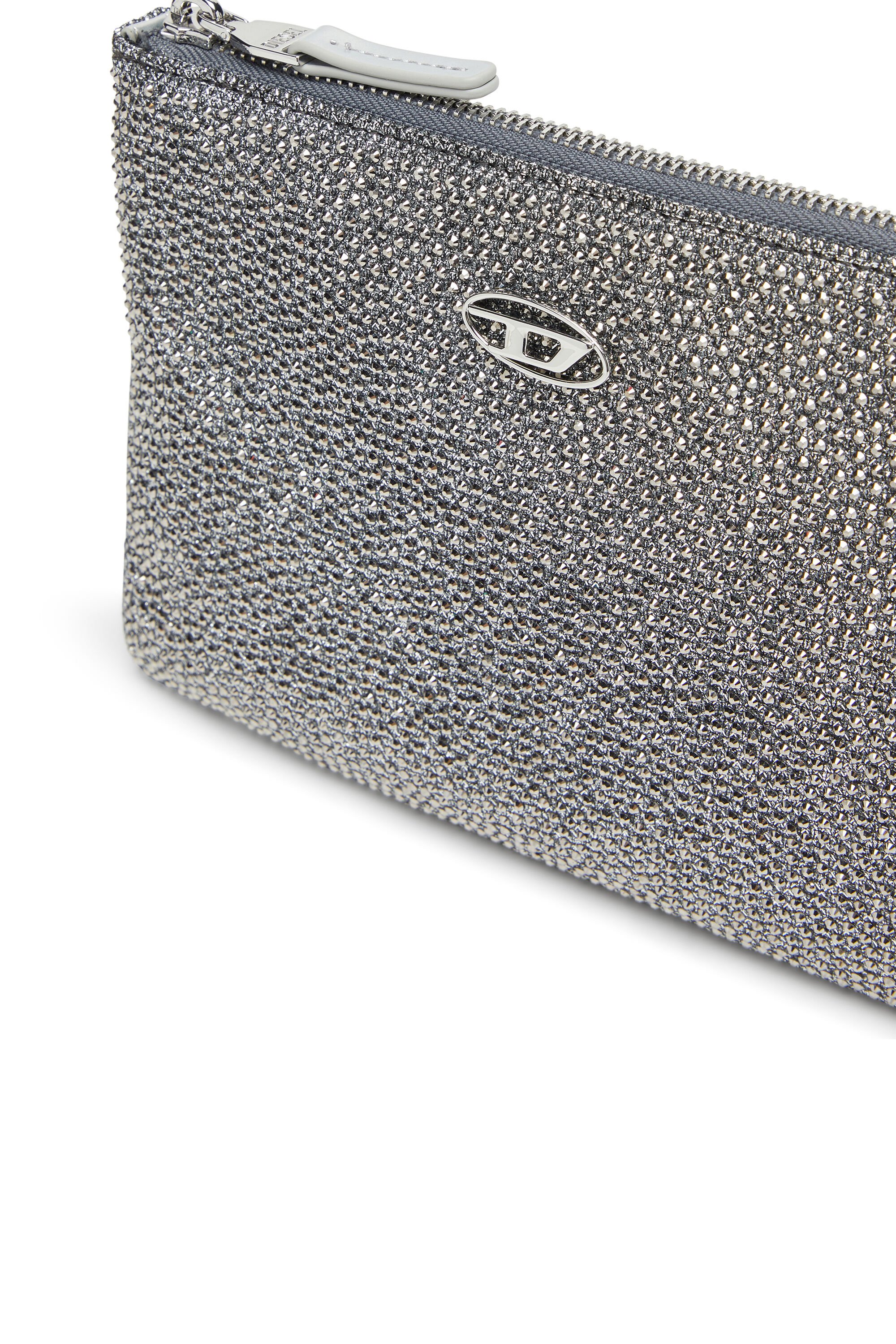 Diesel - PLAY POUCH II, Female's Pouch in crystal lurex fabric in シルバー - 5