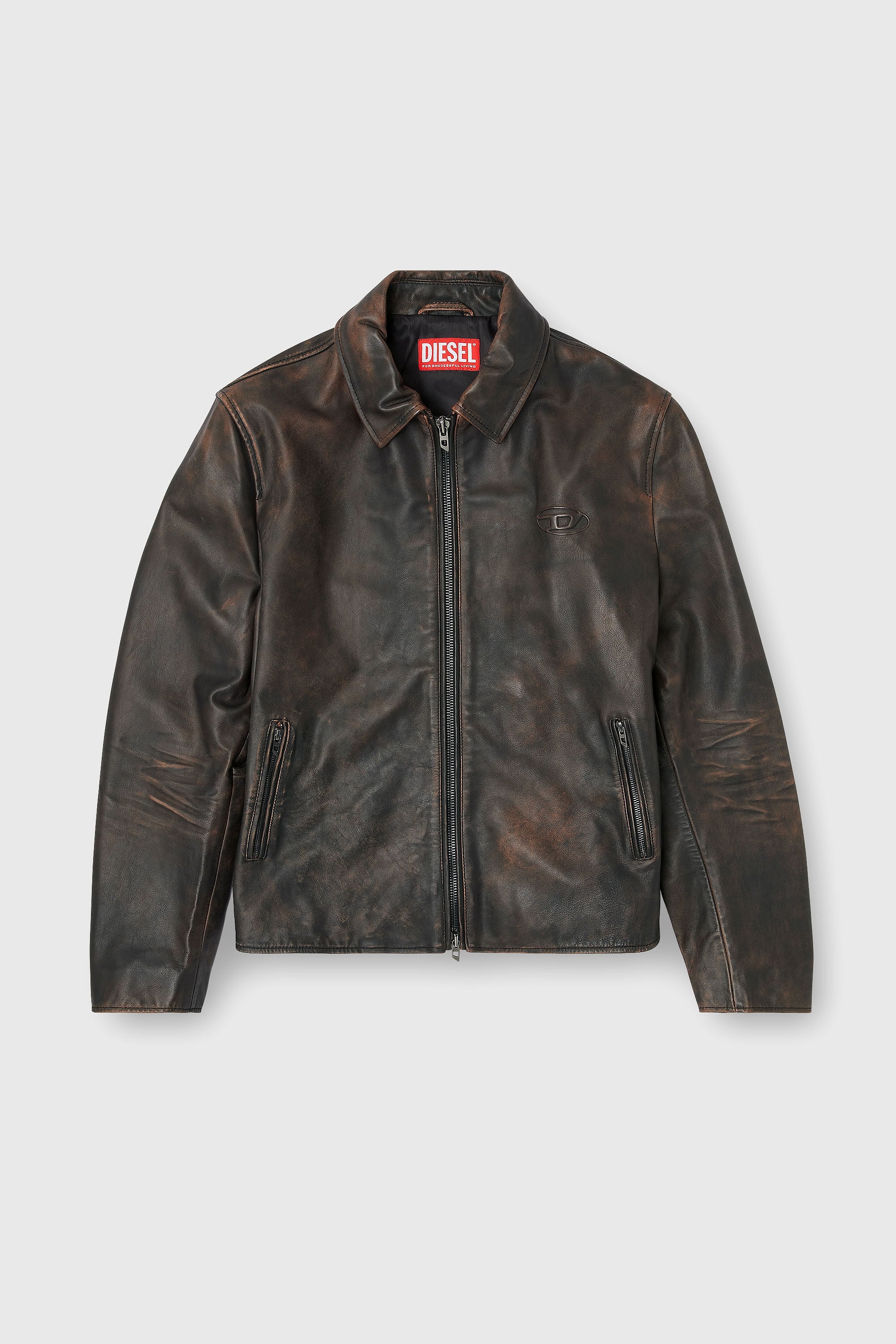 Diesel - L-AMAR-WRD, Male's レザーコーチジャケット in ブラウン - 2