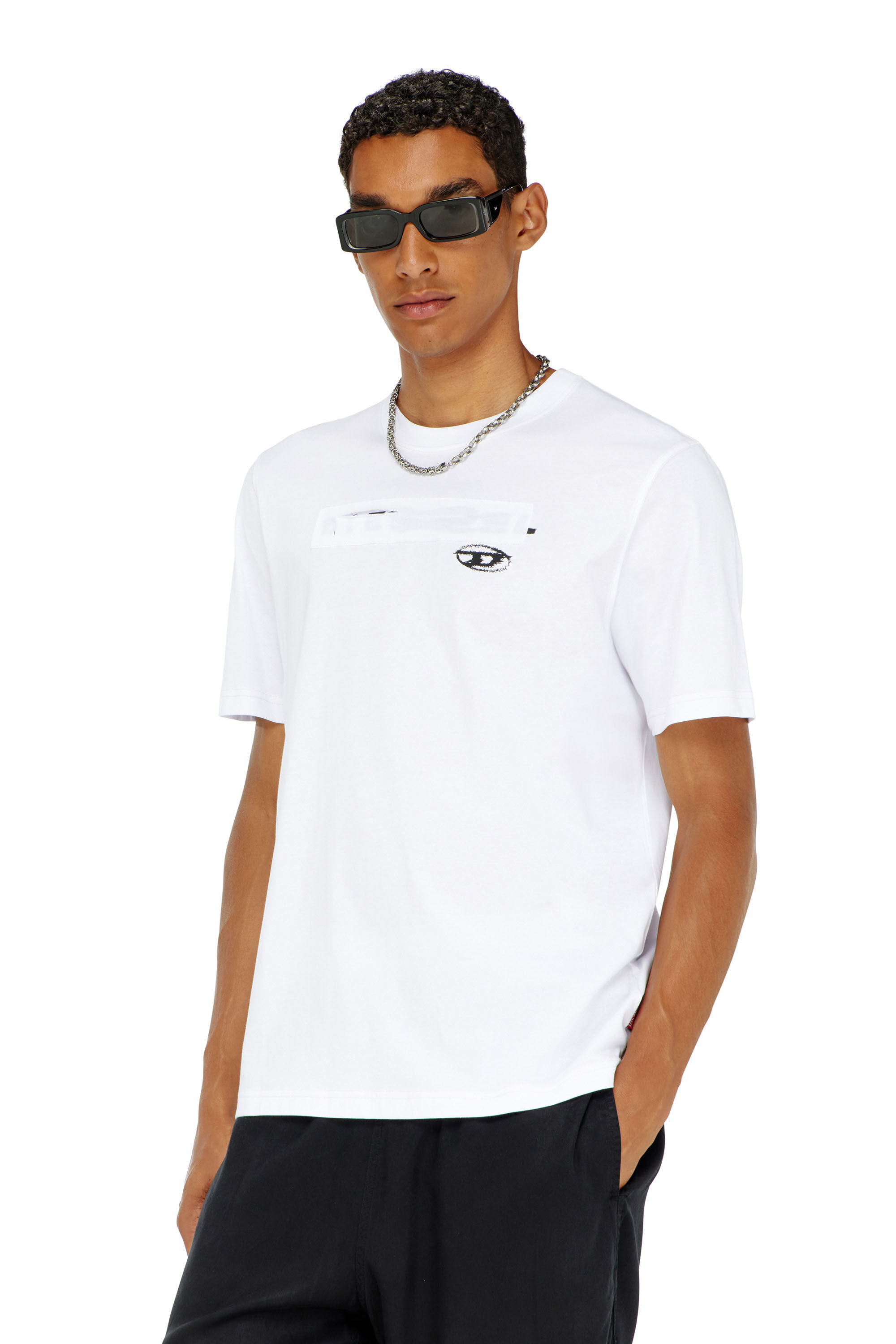 Diesel - T-ADJUST-V8, Male's Tシャツ in ホワイト - 3