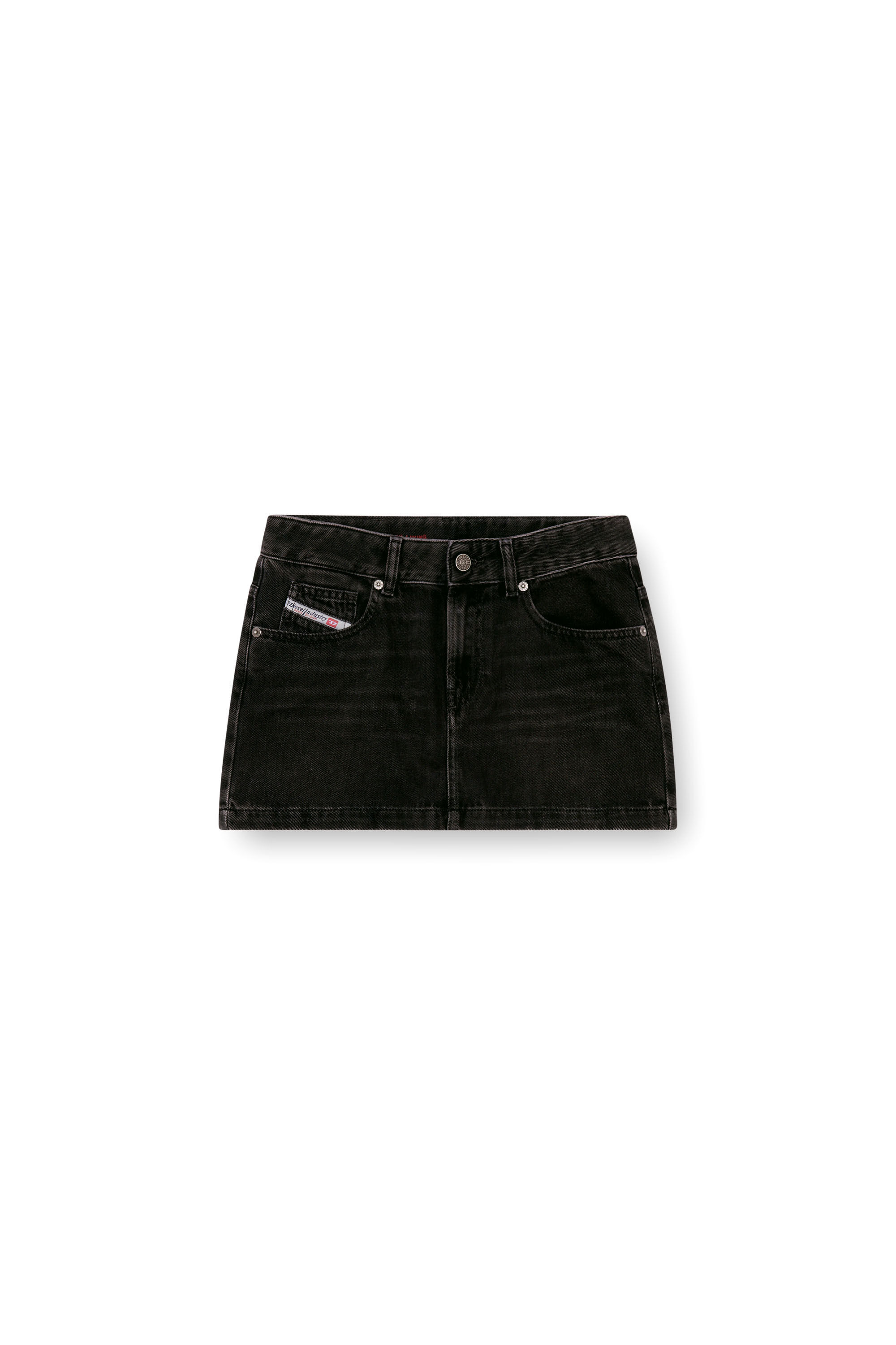 Dieselデニム生地黒タイトスカート DE-RON Mini skirt in clean-wash denim｜ブラック｜ウィメンズ｜DIESEL