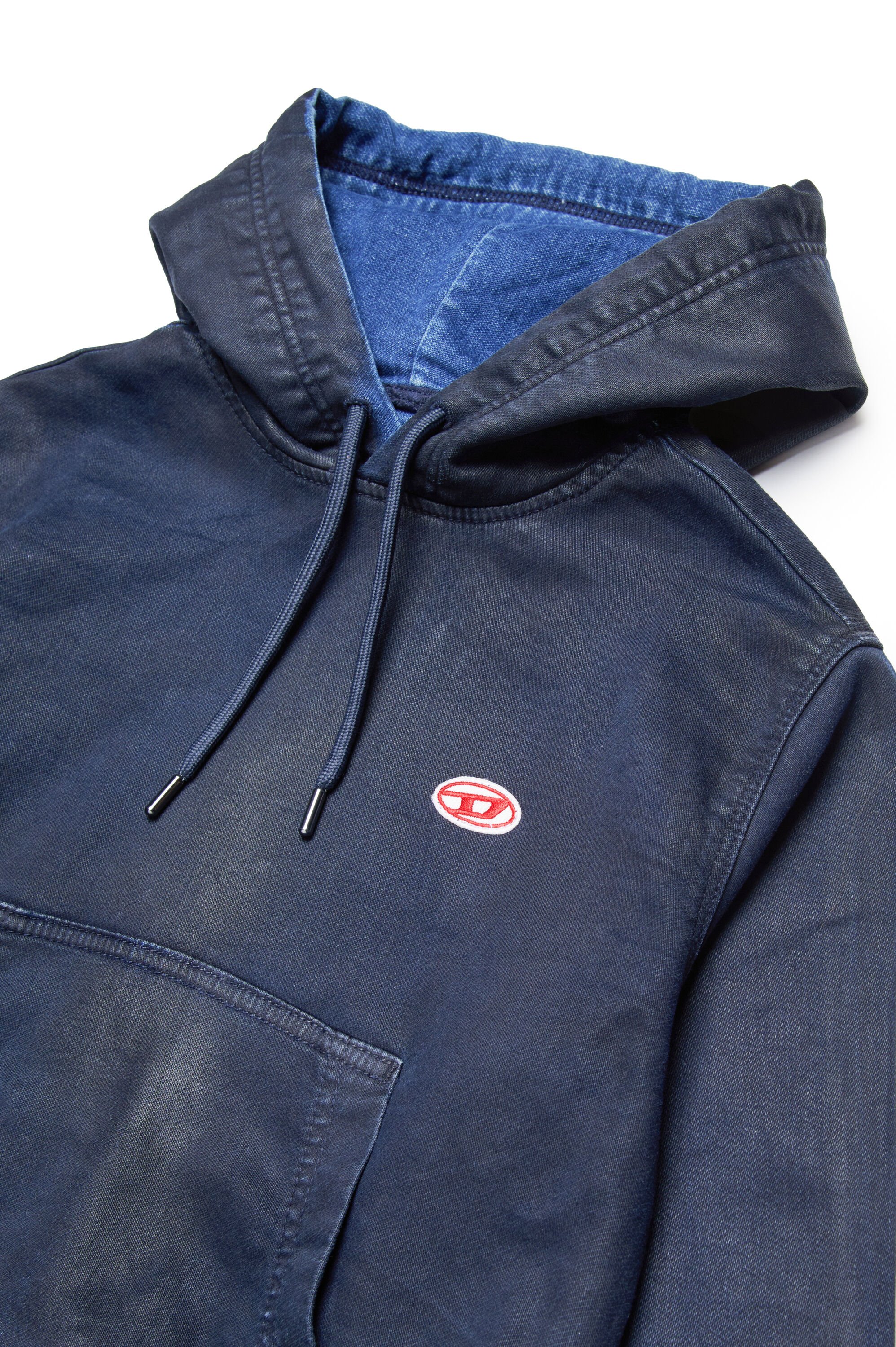 Diesel - SUM-RIB-NE-OVER JJJ, Unisex's JoggJeans hoodie with coated effect in ダークブルー - 3