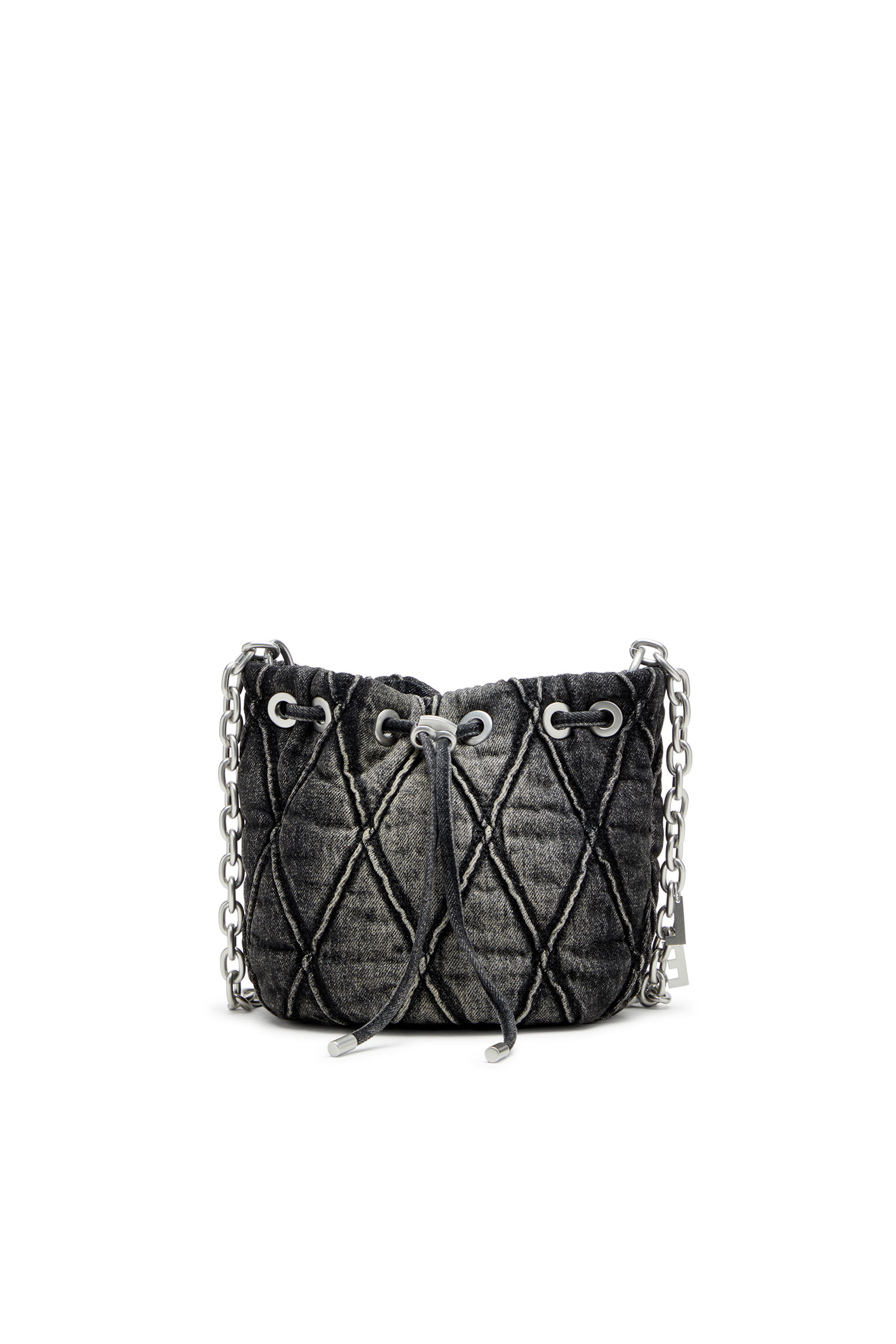 Diesel - CHARM-D BUCKET S, Female's Charm-D S-Mini bucket bag in treated quilted denim in ブラック - 2