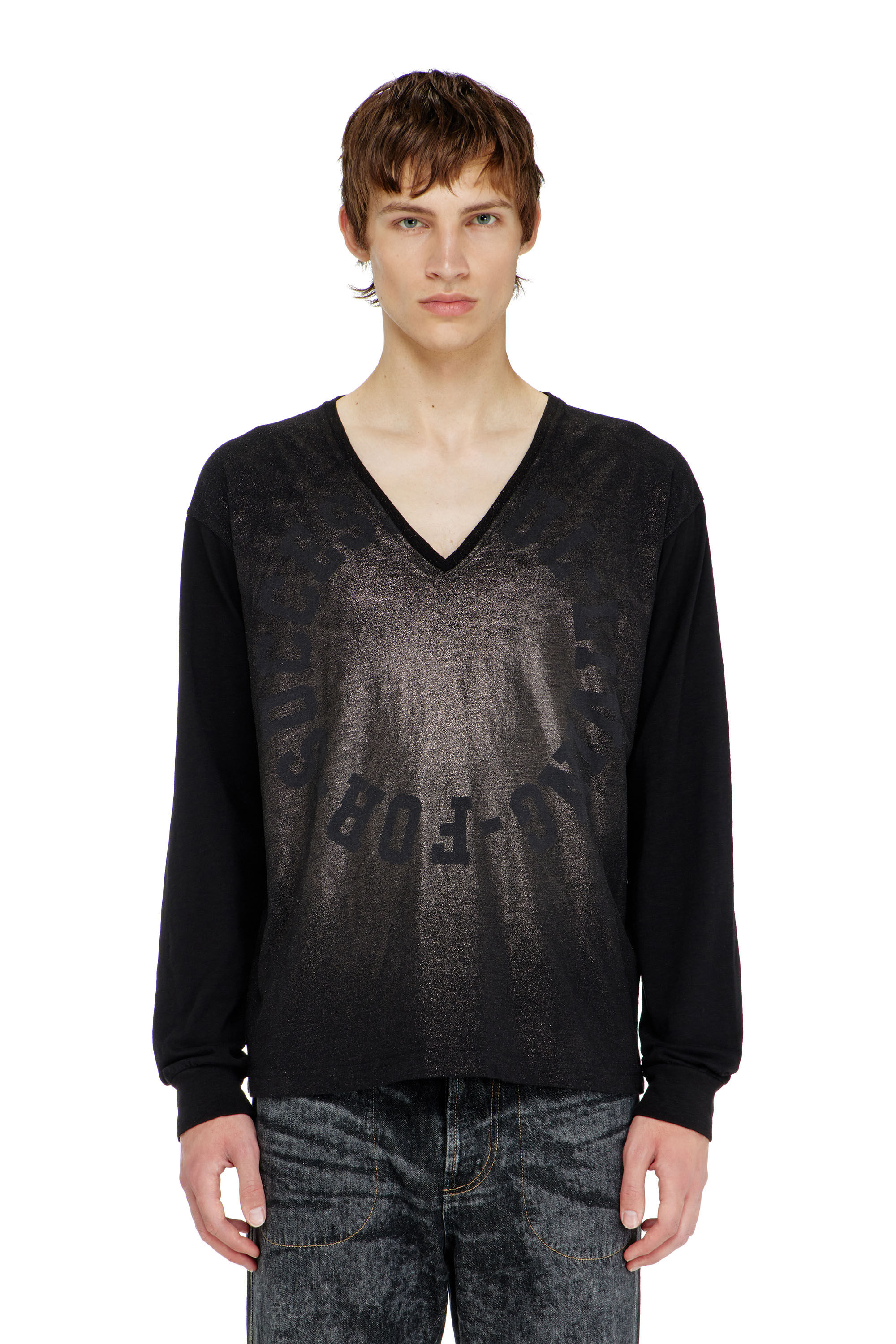 Diesel - T-ANS-LS-V, Male's 長袖Tシャツ in ブラック - 5