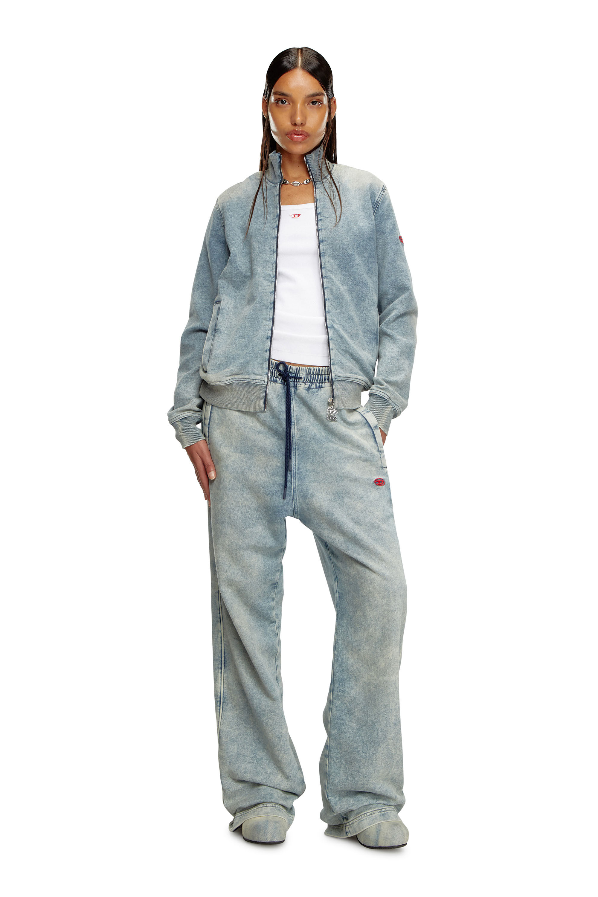 Diesel - D-BUZEE TRACK, Unisex's Zip-up sweater in Track Denim in ライトブルー - 6