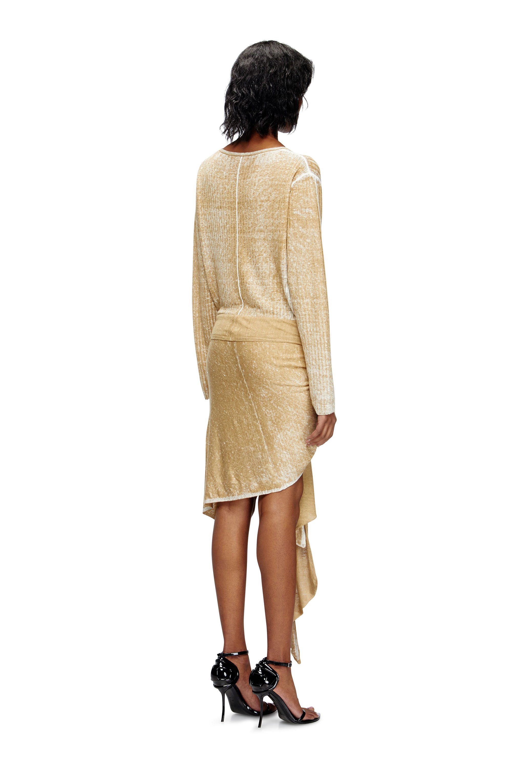 Diesel - M-EGAKNOT, Female's Knitted dress with hip tie in ベージュ - 4