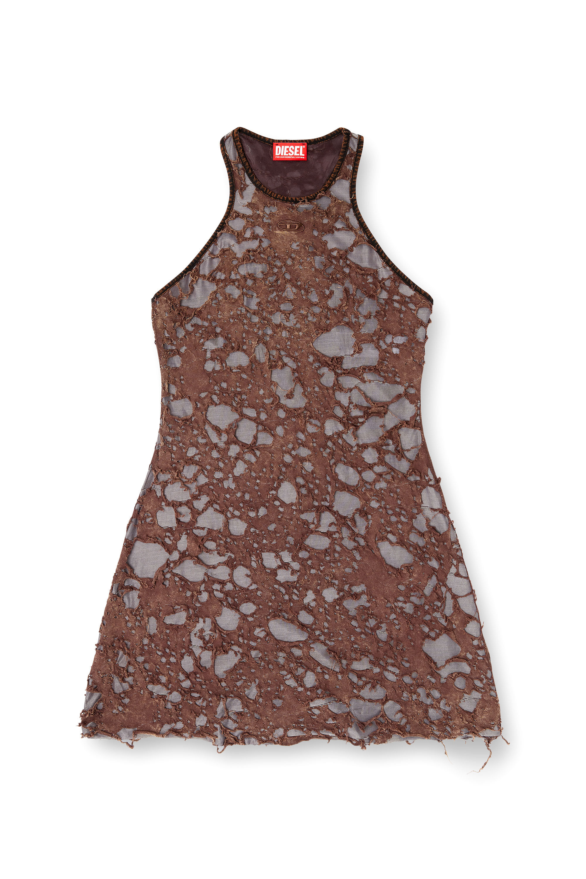 Diesel - D-ILMY, Female's Dress in destroyed jersey in ブラウン - 2