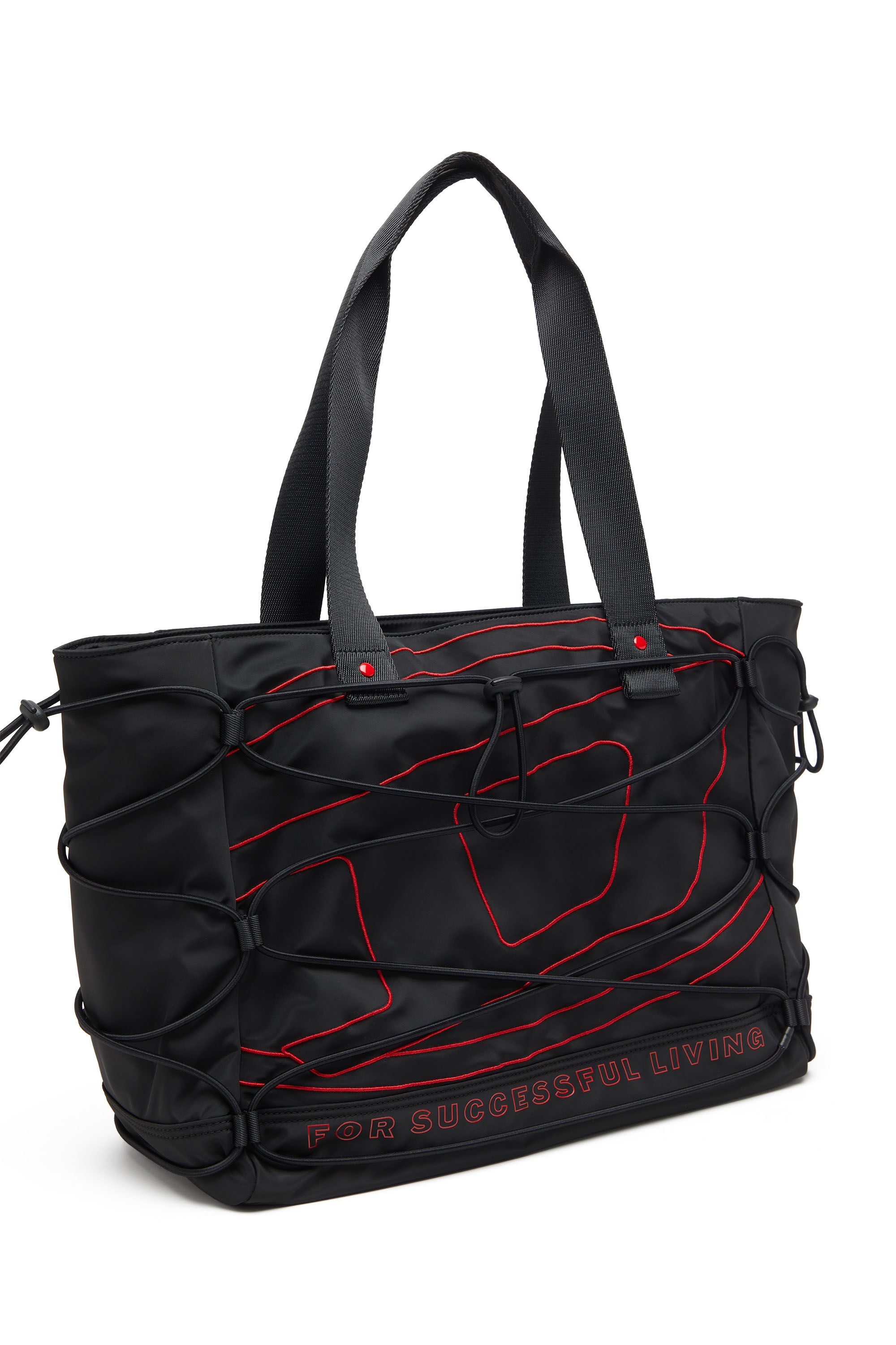 Diesel - TECH-D TOTE M X, Unisex's Tech-D-Nylon tote bag with Oval D embroidery in ブラック - 6