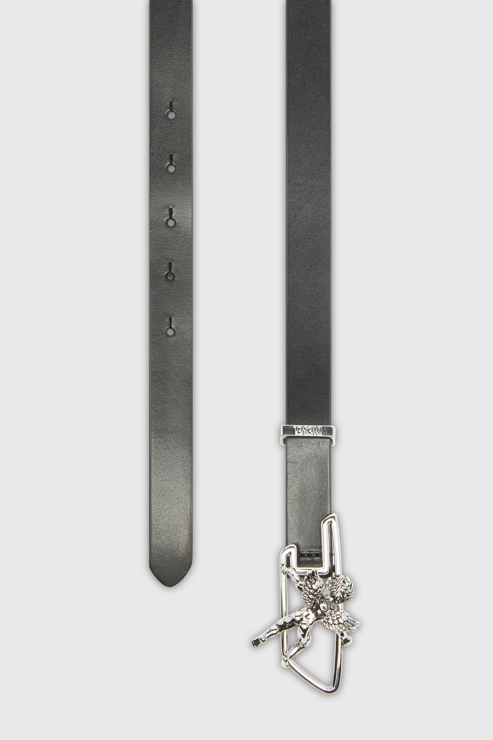 Diesel - B-D LINE W ANGEL 20, Female's 2cm leather belt with cherub D outline buckle in ブラック - 2