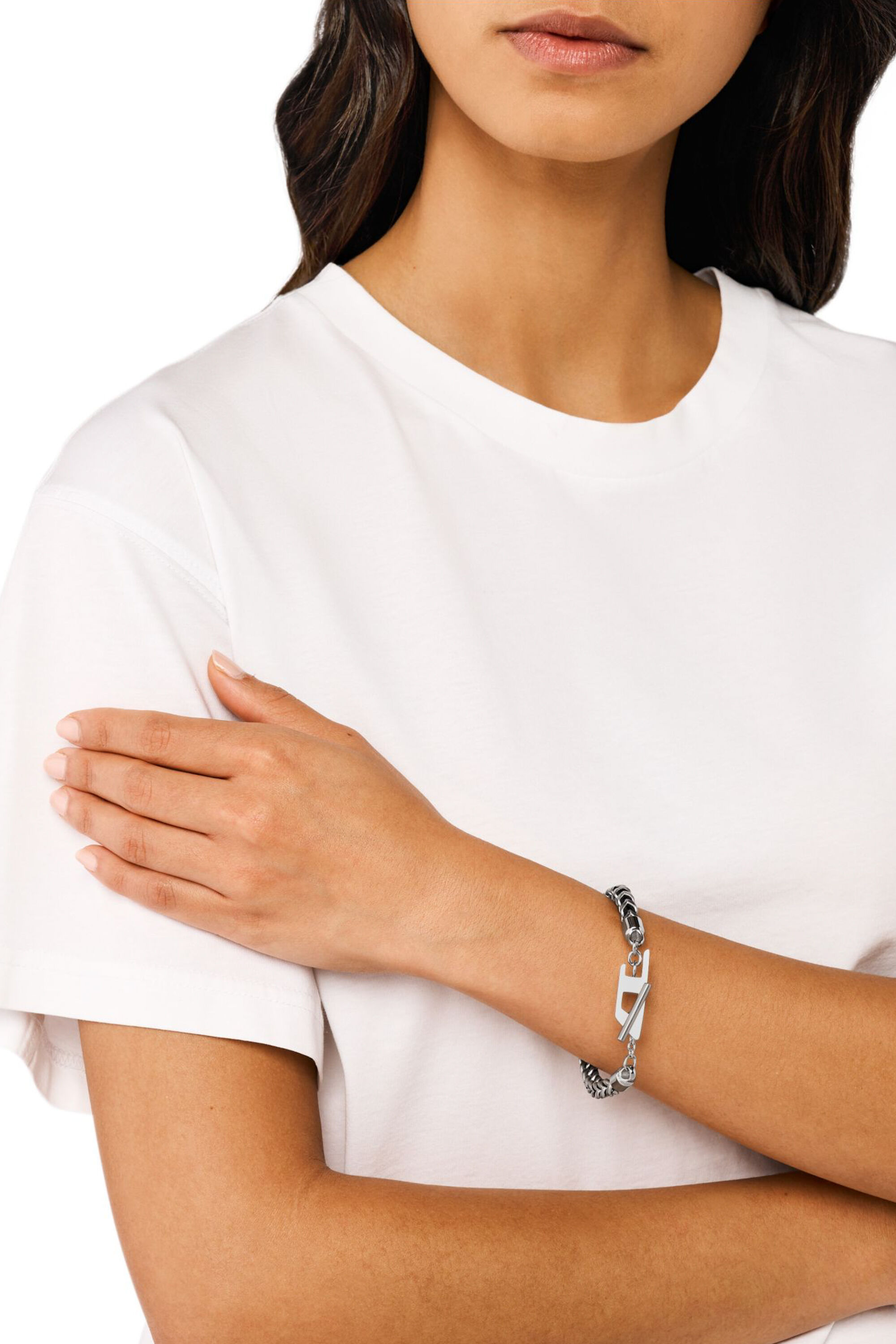 DX1540040 Stainless Steel Woven Chain Bracelet｜シルバー