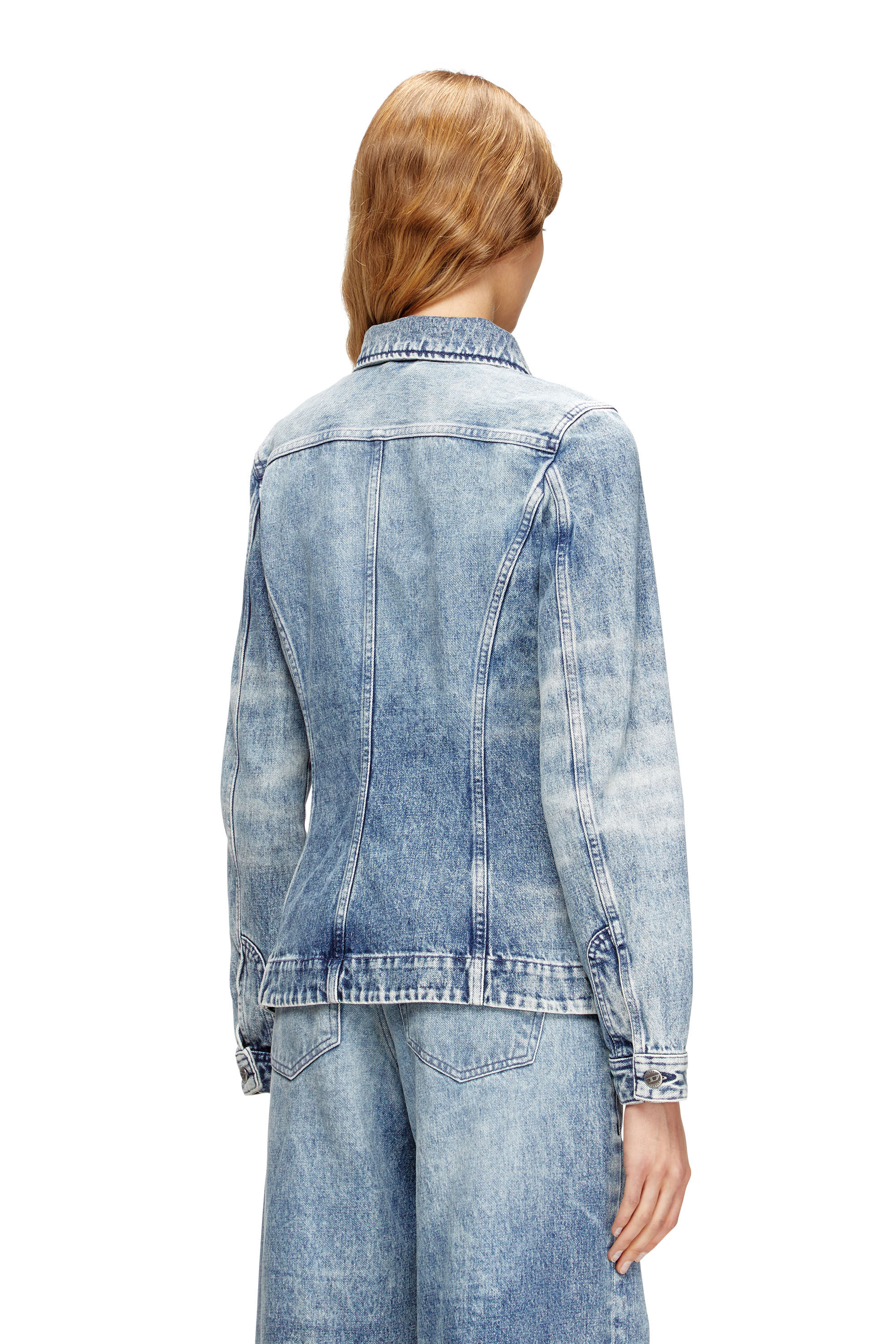 クリームソーダ　ファー　ジャケット DE-KATERIN-FSH Fitted jacket in lasered cotton-hemp denim