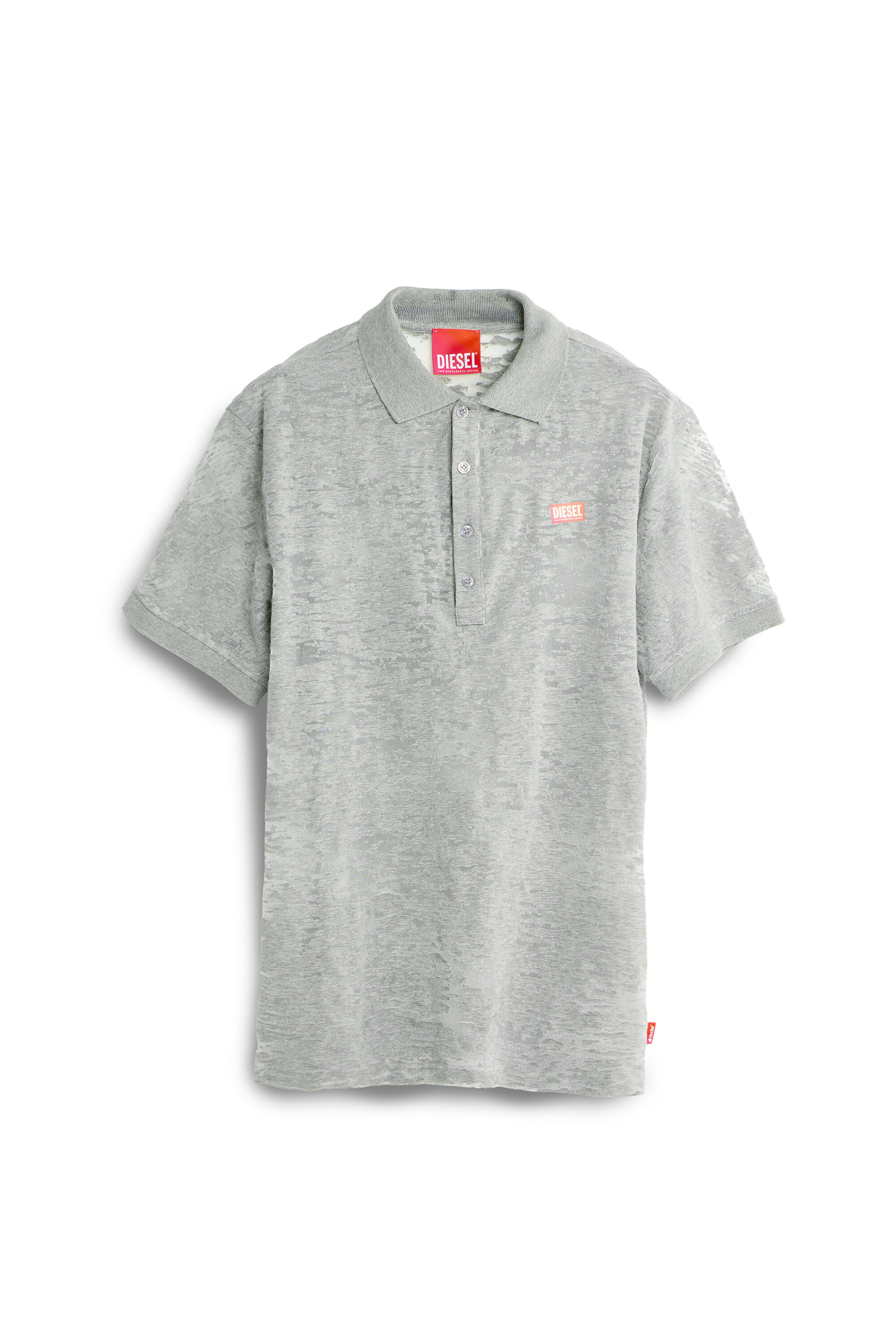 PR-T-REJUST Polo shirt in all-over devoré jersey｜グレー｜メンズ
